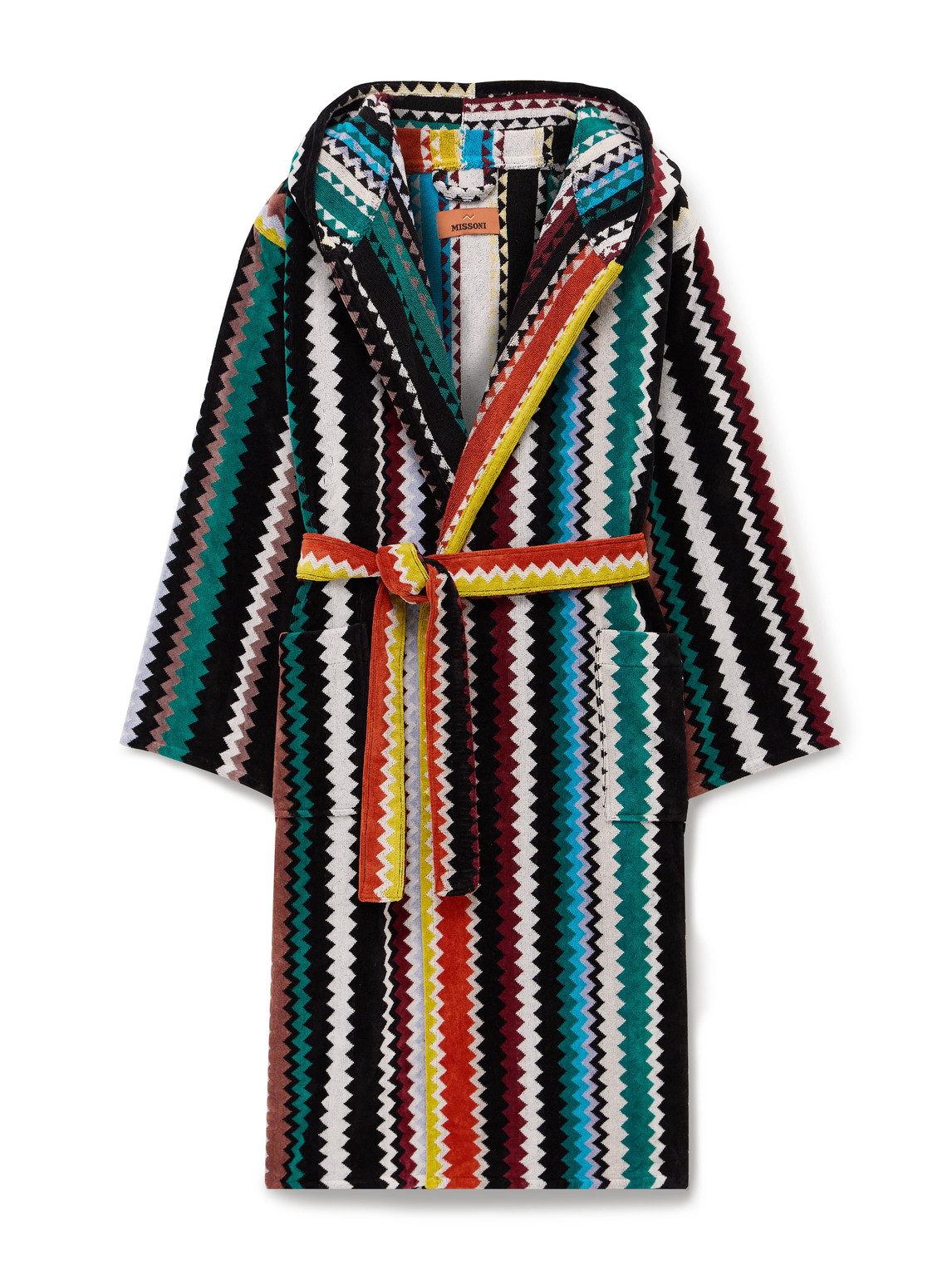 Missoni Curt Striped Cotton-terry Jacquard Hooded Robe In Blue