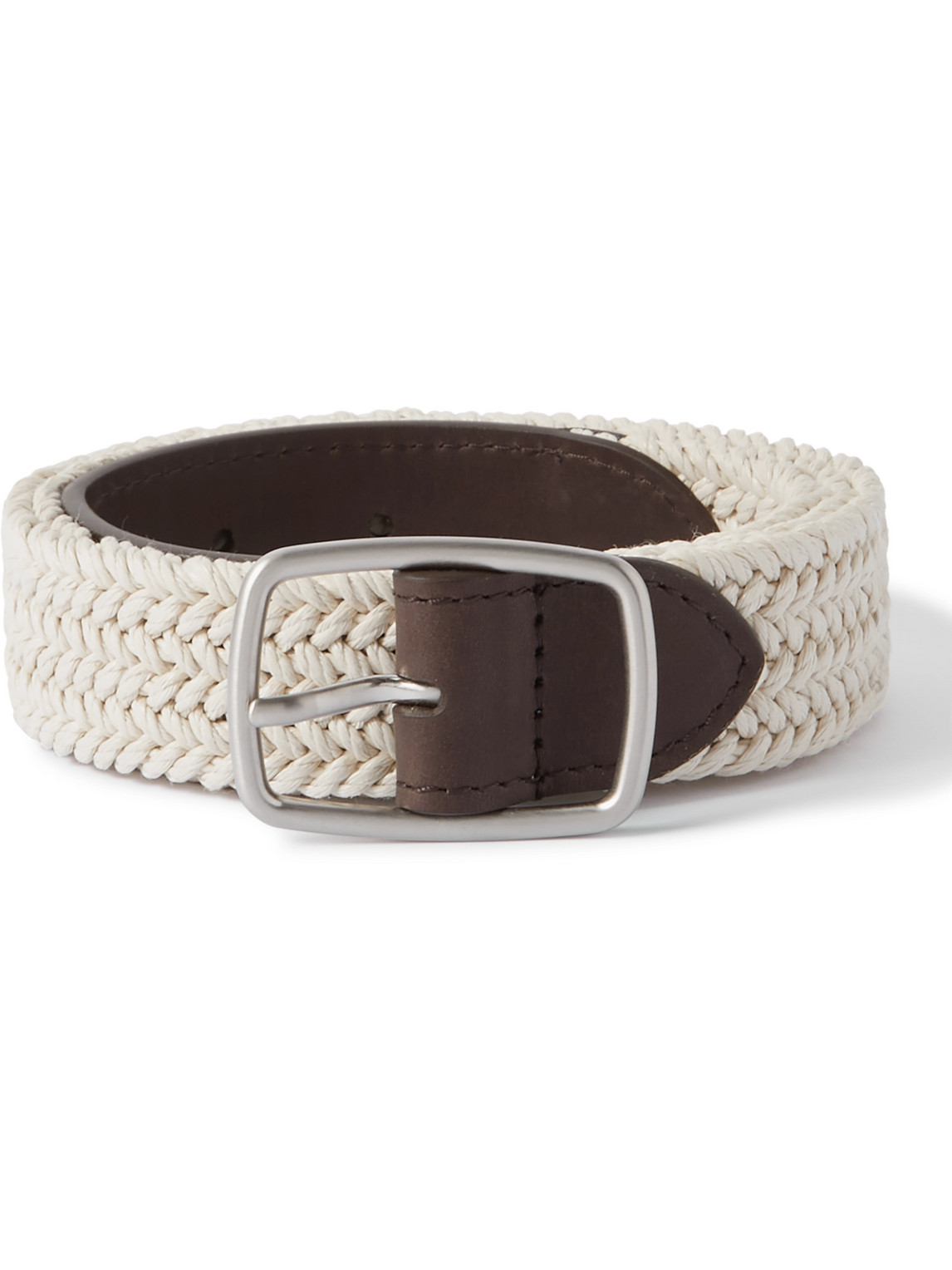 Loro Piana 3cm Leather-trimmed Woven Cotton Belt In Neutrals