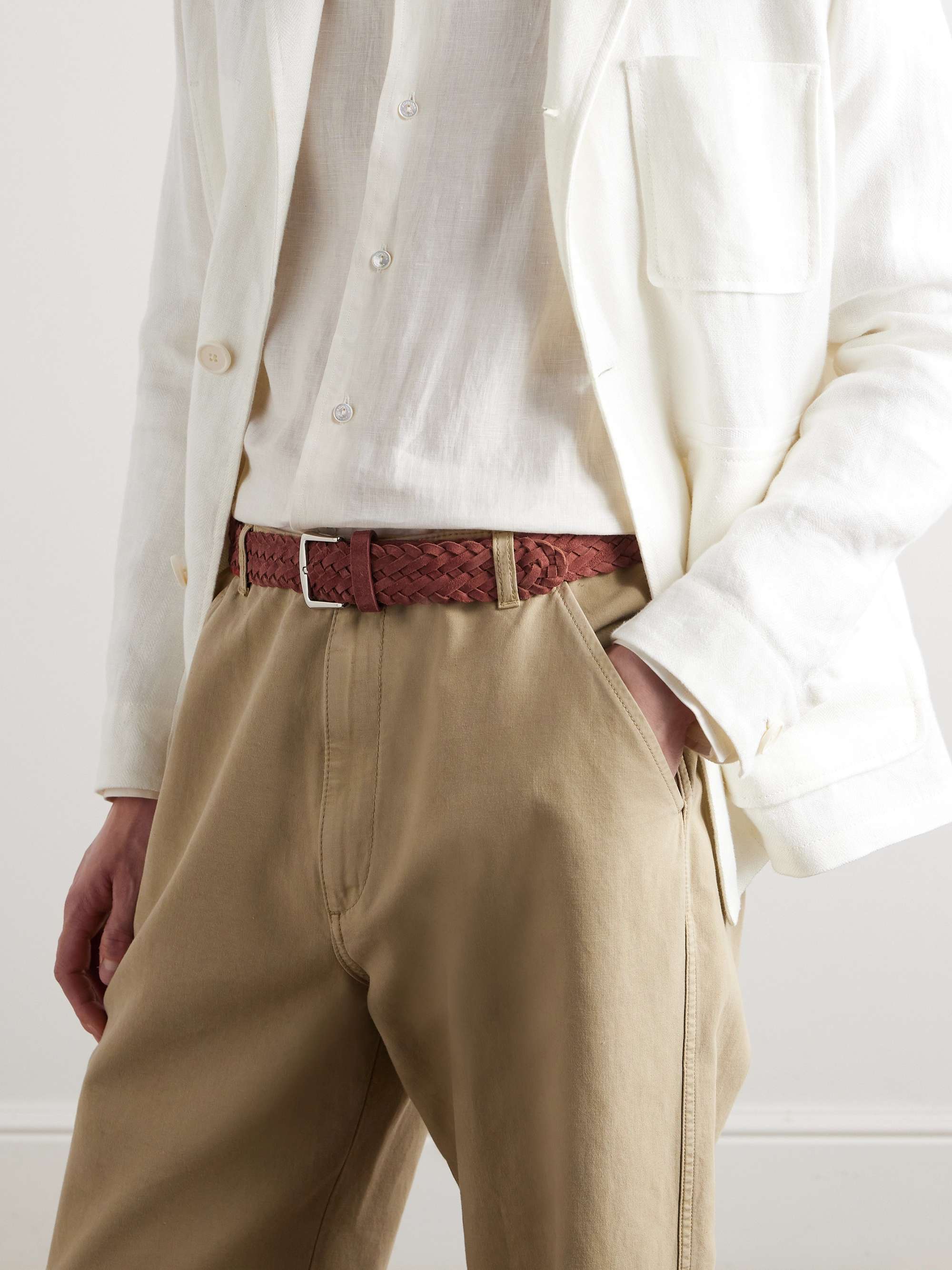 LORO PIANA 4cm Woven Suede Belt