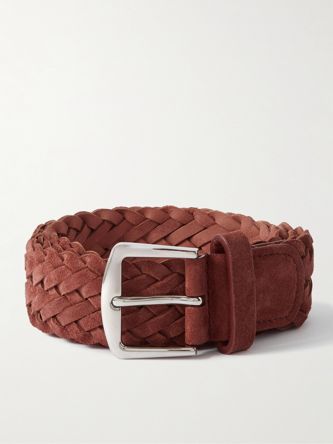 Loro Piana 4cm Woven Suede Belt In Red