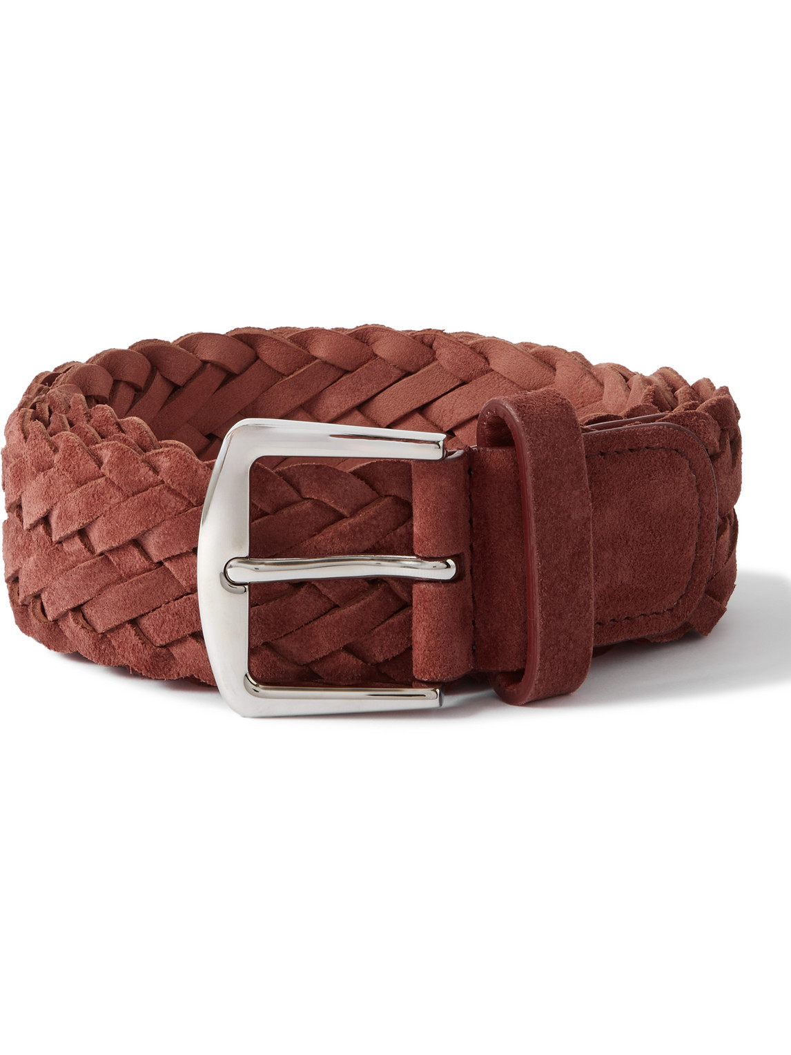 Loro Piana 4cm Woven Suede Belt In Red