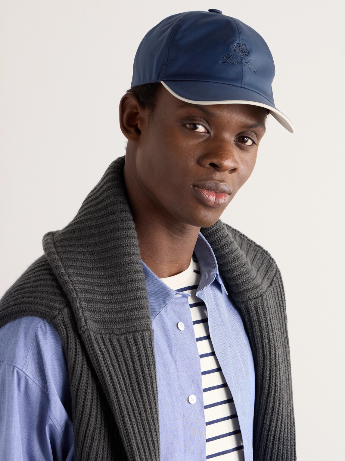 Shop Loro Piana Logo-embroidered Storm System® Shell Baseball Cap In Blue