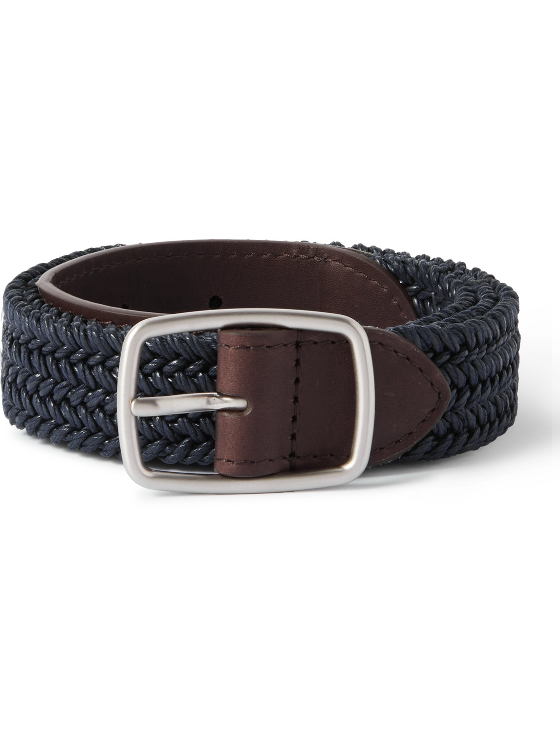 Loro Piana 3cm Leather-trimmed Woven Cotton Belt In Blue