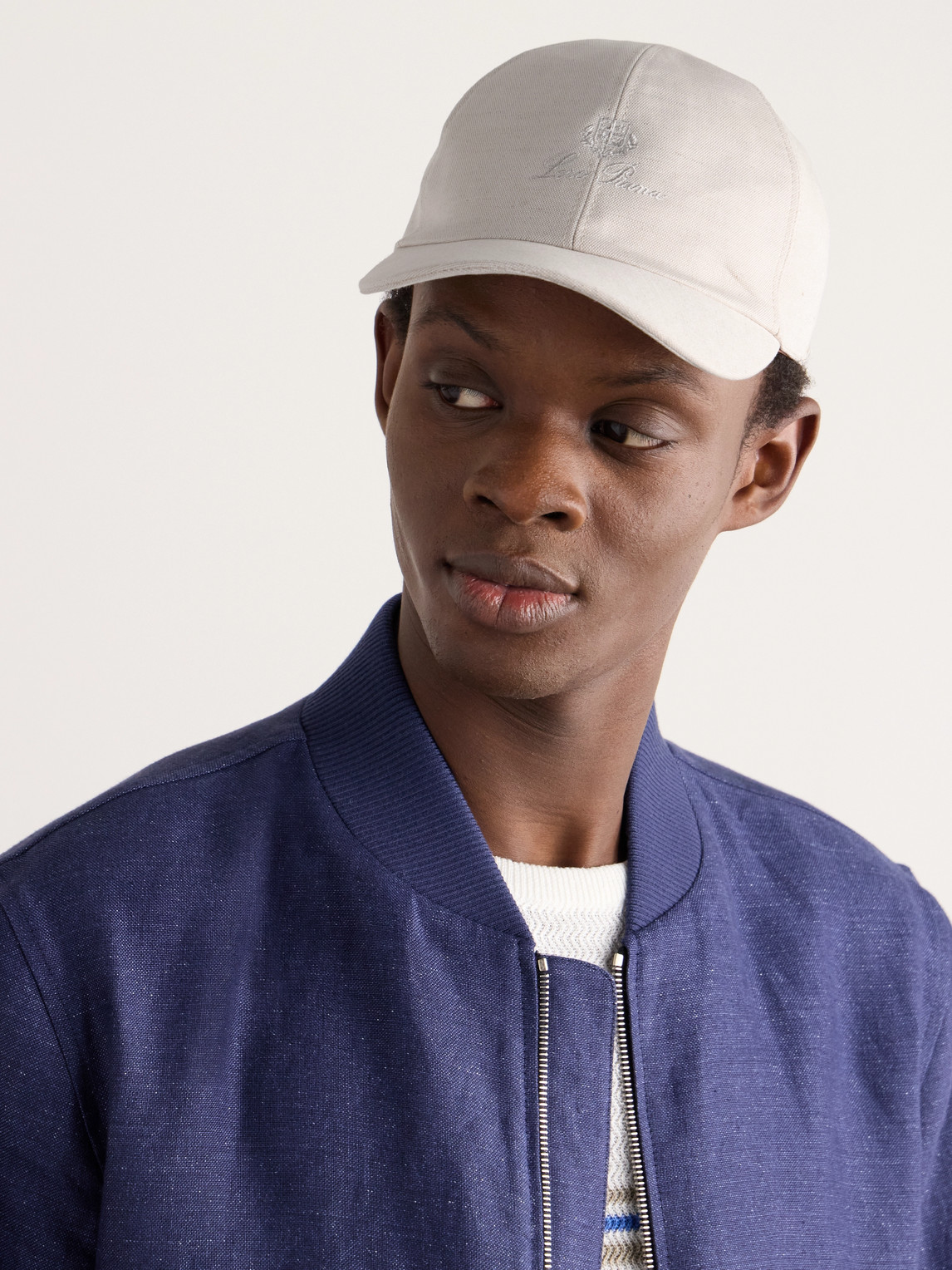 Shop Loro Piana Logo-embroidered Cotton And Linen-blend Baseball Cap In White