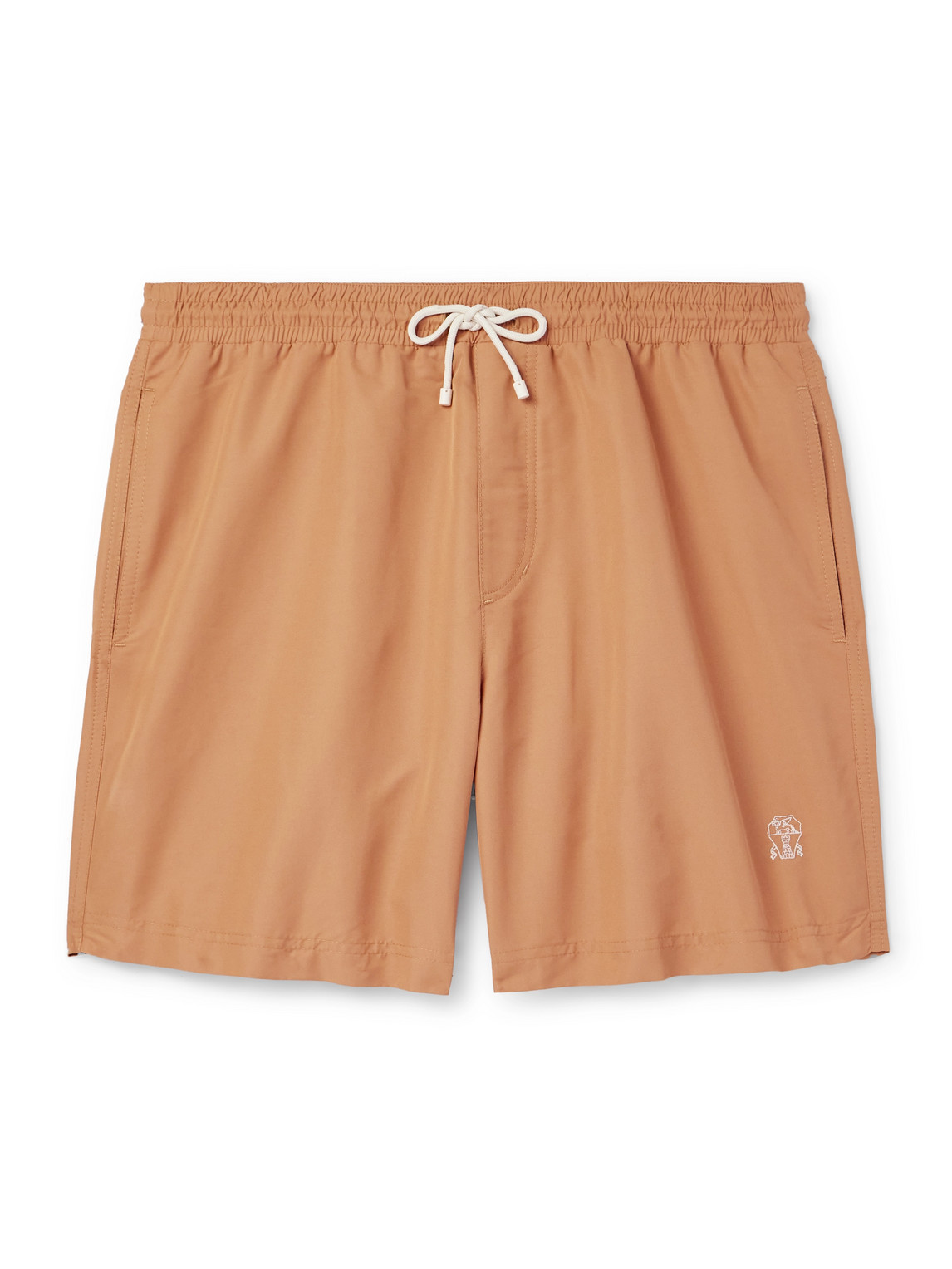 Straight-Leg Mid-Length Logo-Embroidered Swim Shorts