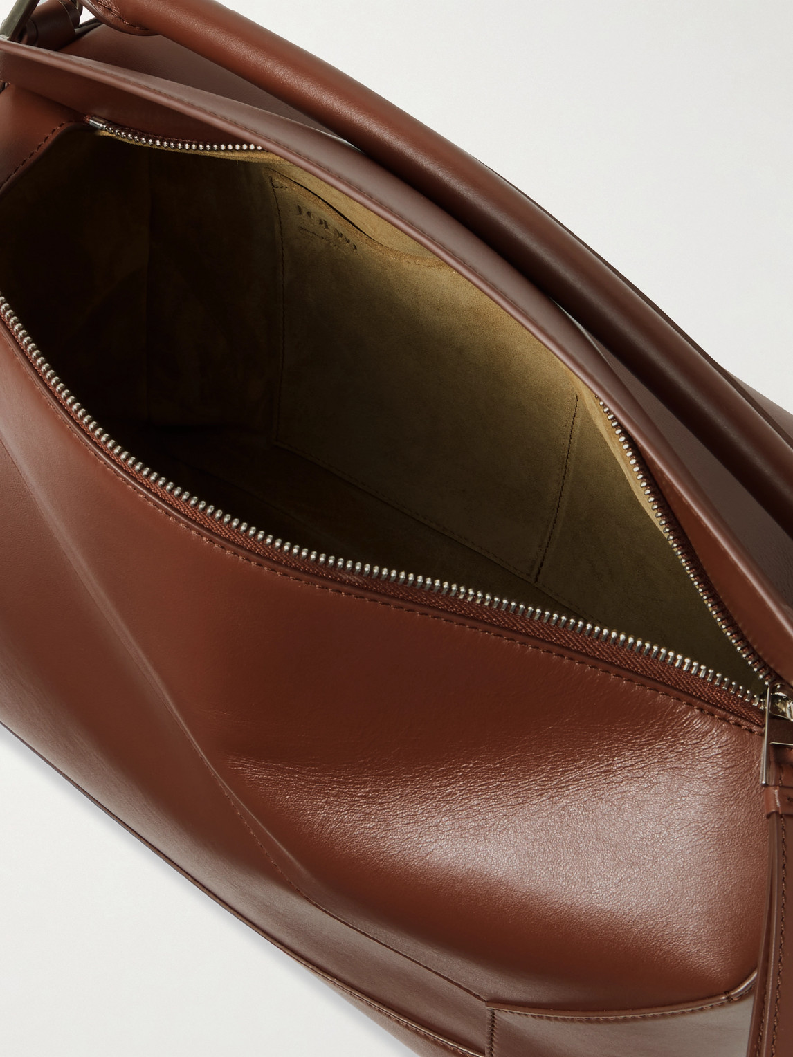 Loewe Puzzle Edge Large Logo-debossed Leather Messenger Bag In Brown