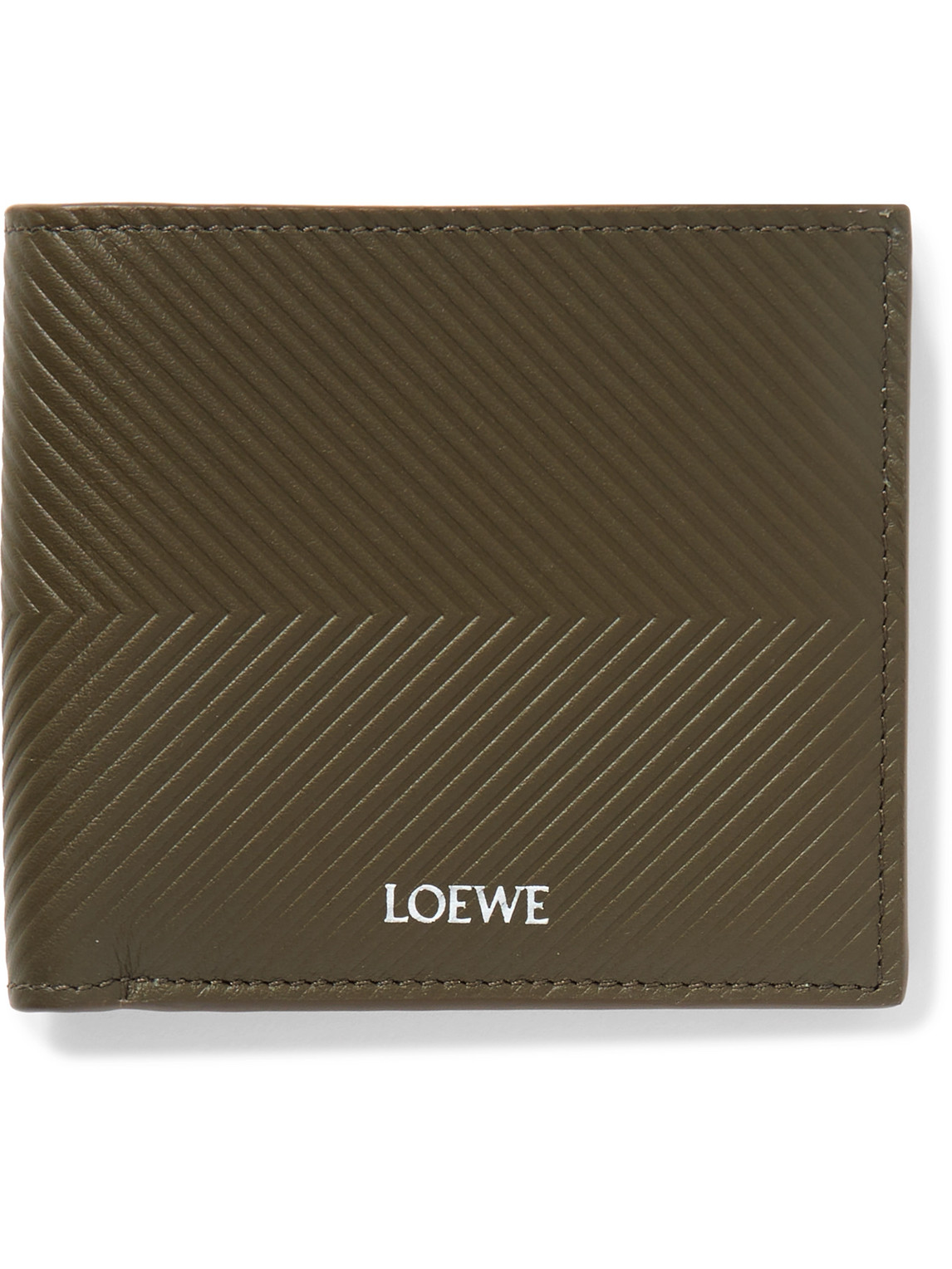 Loewe Logo-print Embossed Leather Billfold Wallet In Green