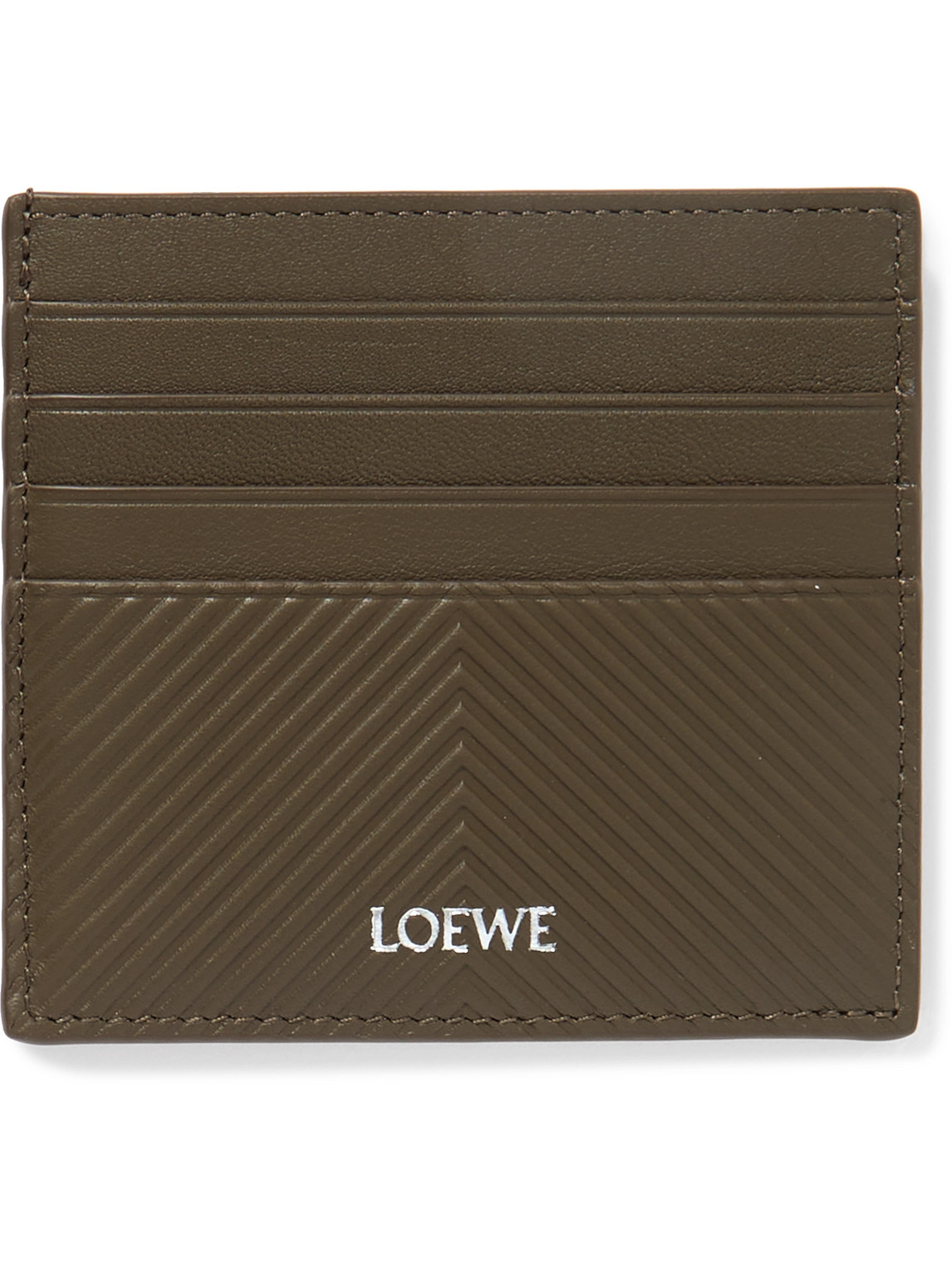 Loewe Logo-print Debossed Leather Cardholder In Green