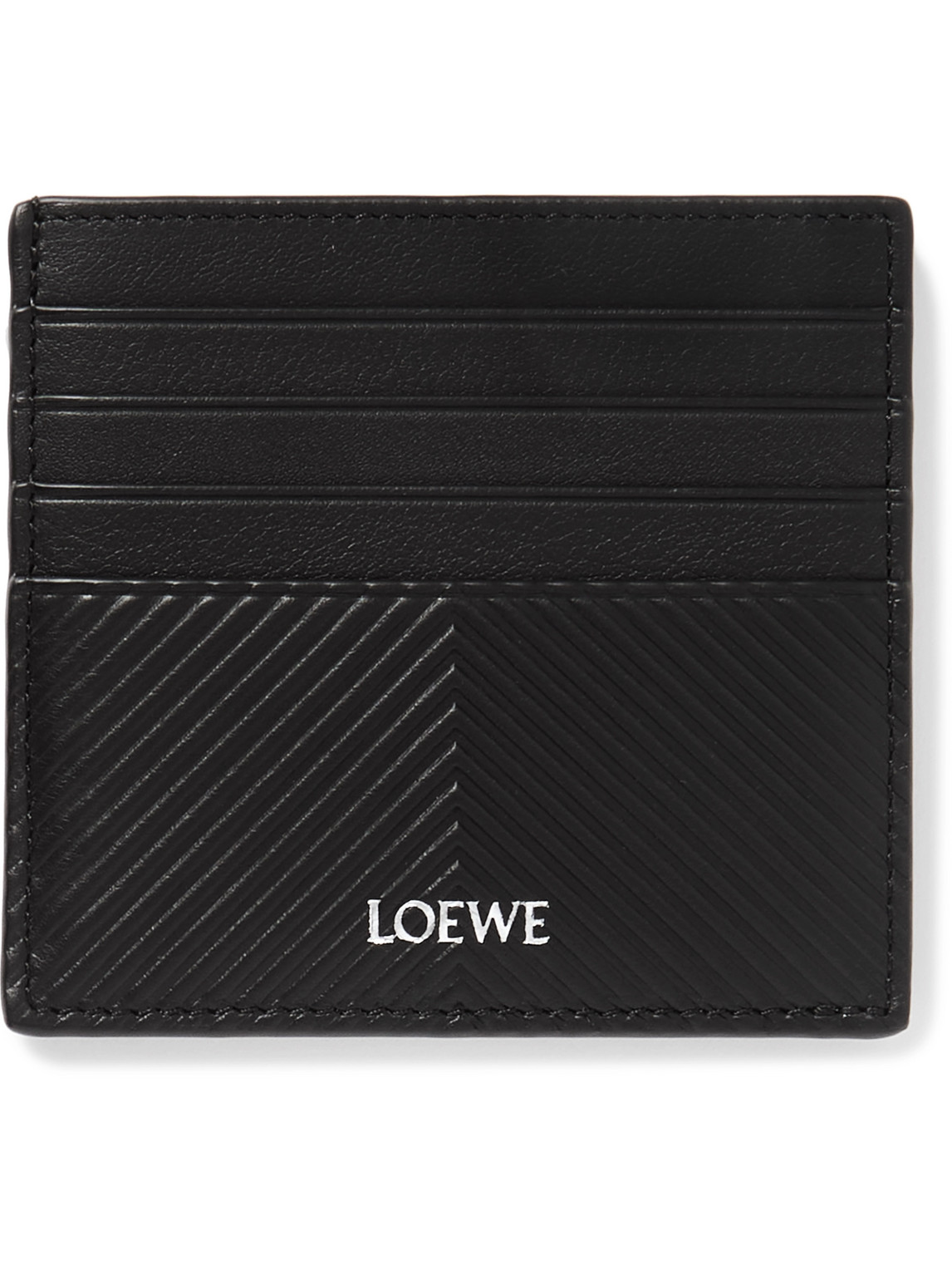 Loewe Logo-print Debossed Leather Cardholder In Black