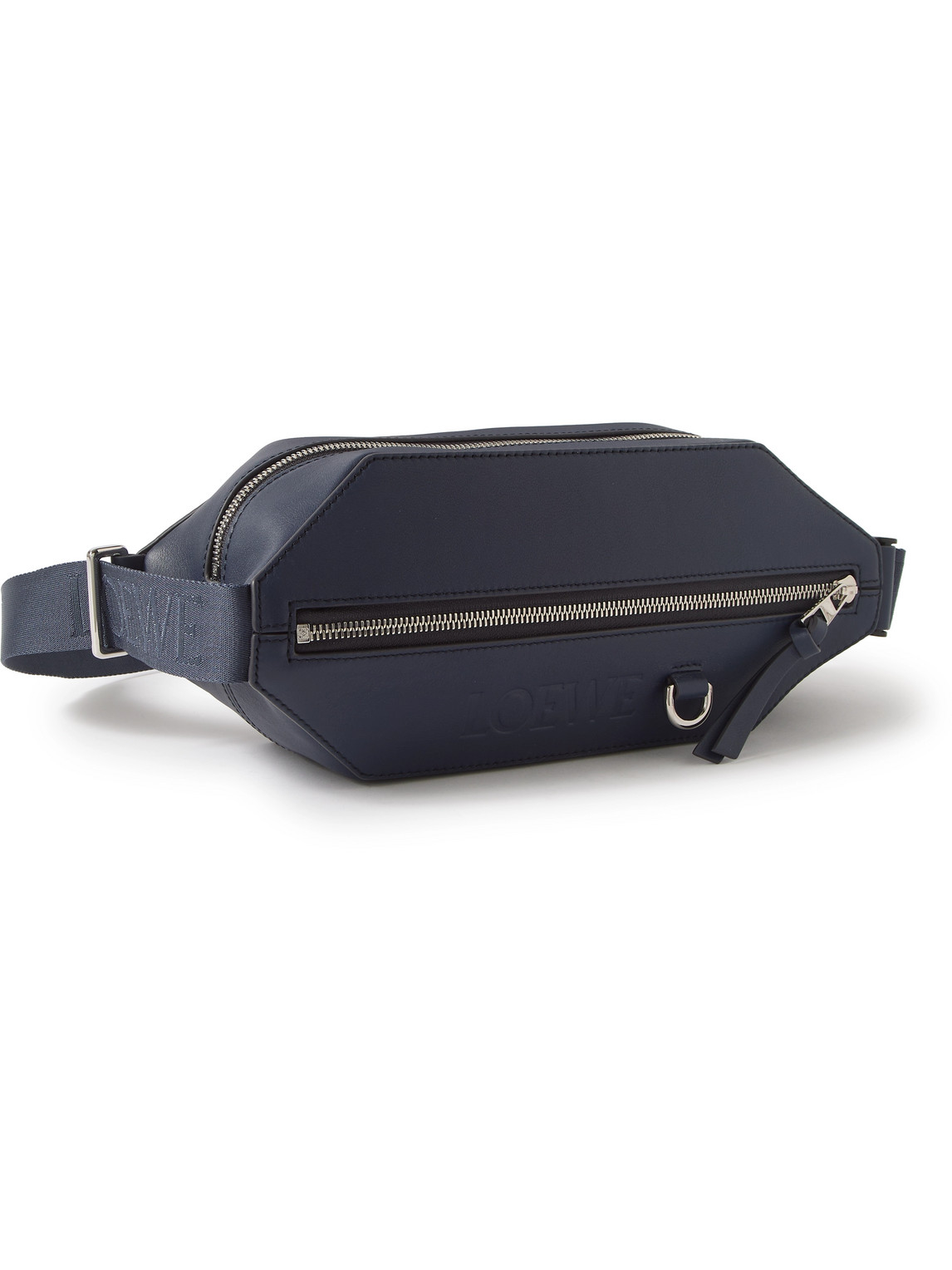 Loewe Logo-debossed Leather Belt Bag In Blue