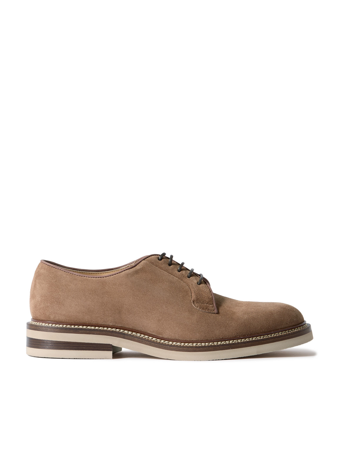 Brunello Cucinelli Leather-Trimmed Suede Derby Shoes - Men