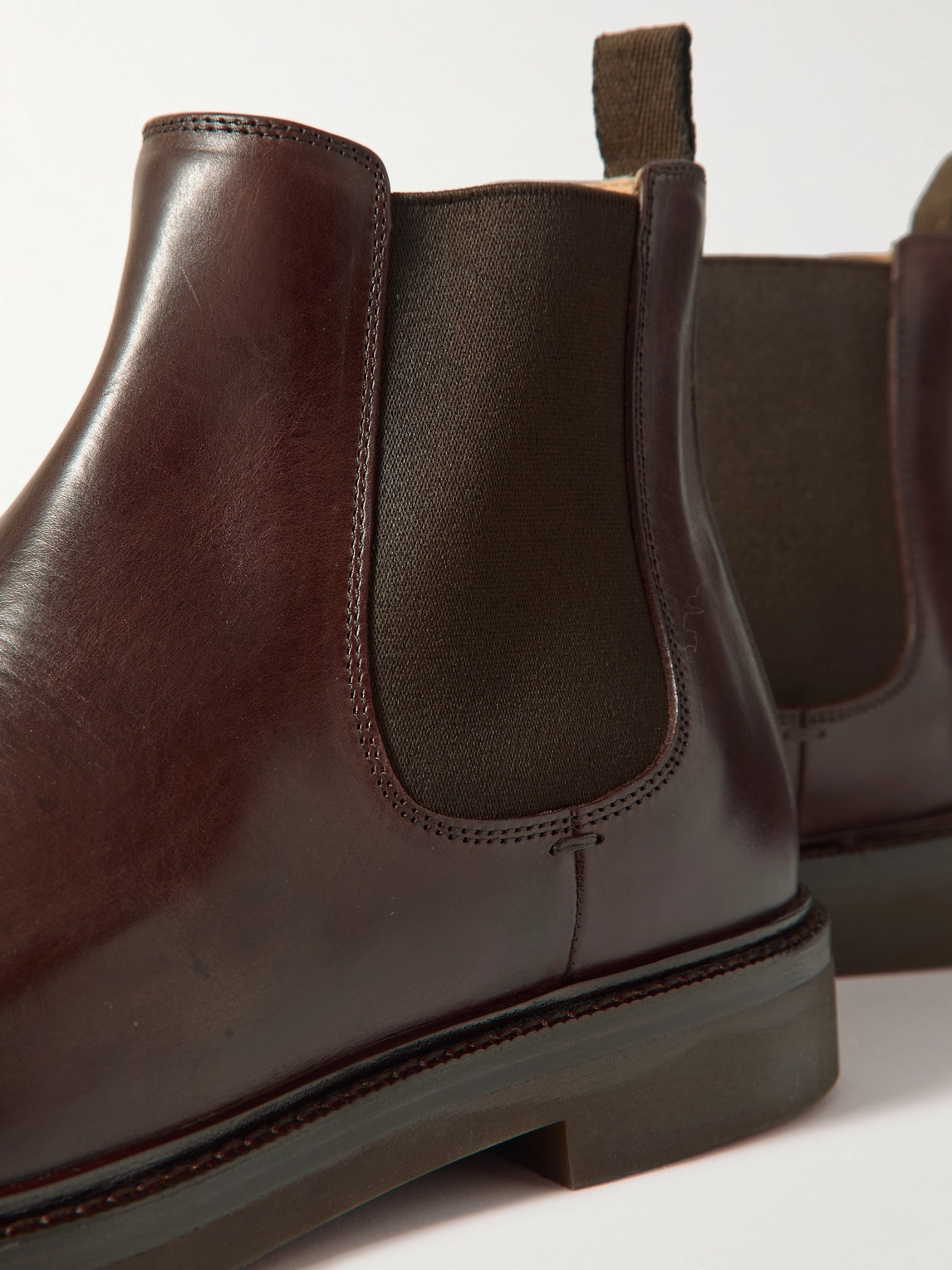 Brunello Cucinelli Leather Ankle Boots In Brown