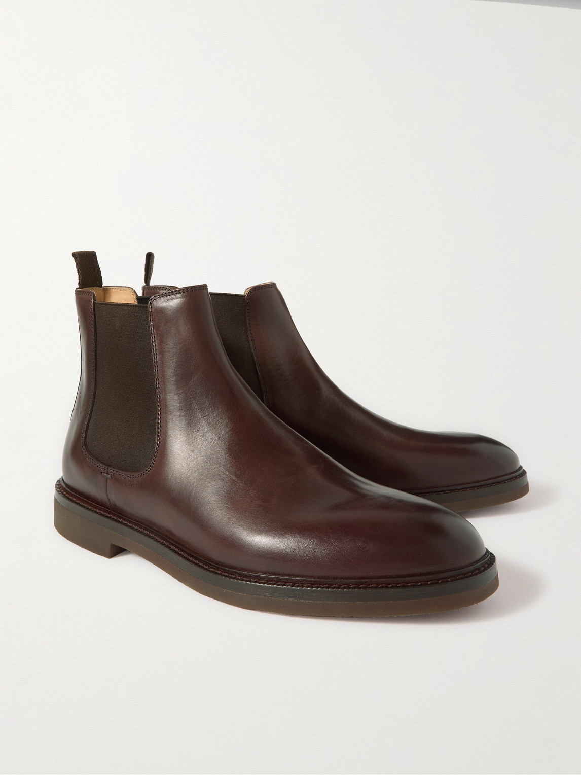 Brunello Cucinelli Leather Ankle Boots In Brown