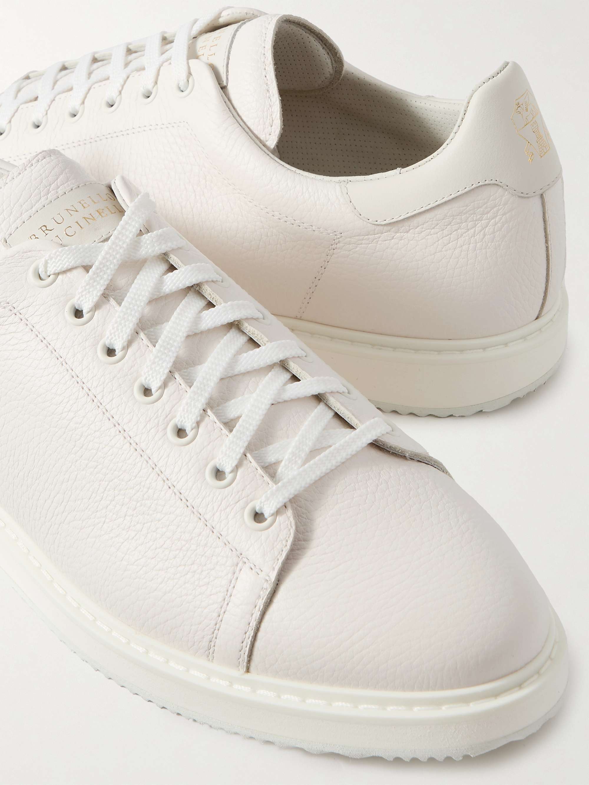 White Full-Grain Leather Sneakers | BRUNELLO CUCINELLI | MR