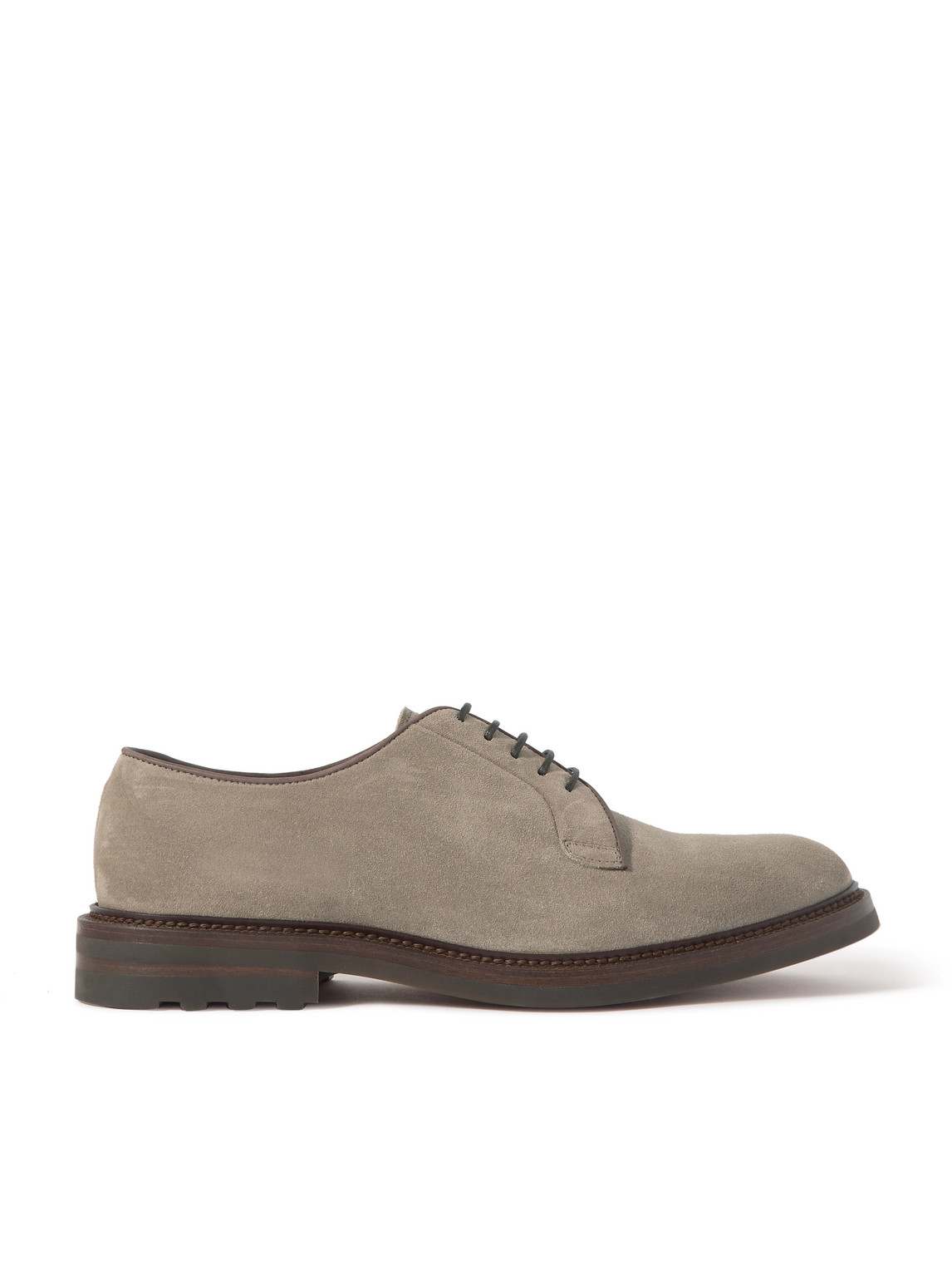 Brunello Cucinelli Suede Derby Shoes In Gray