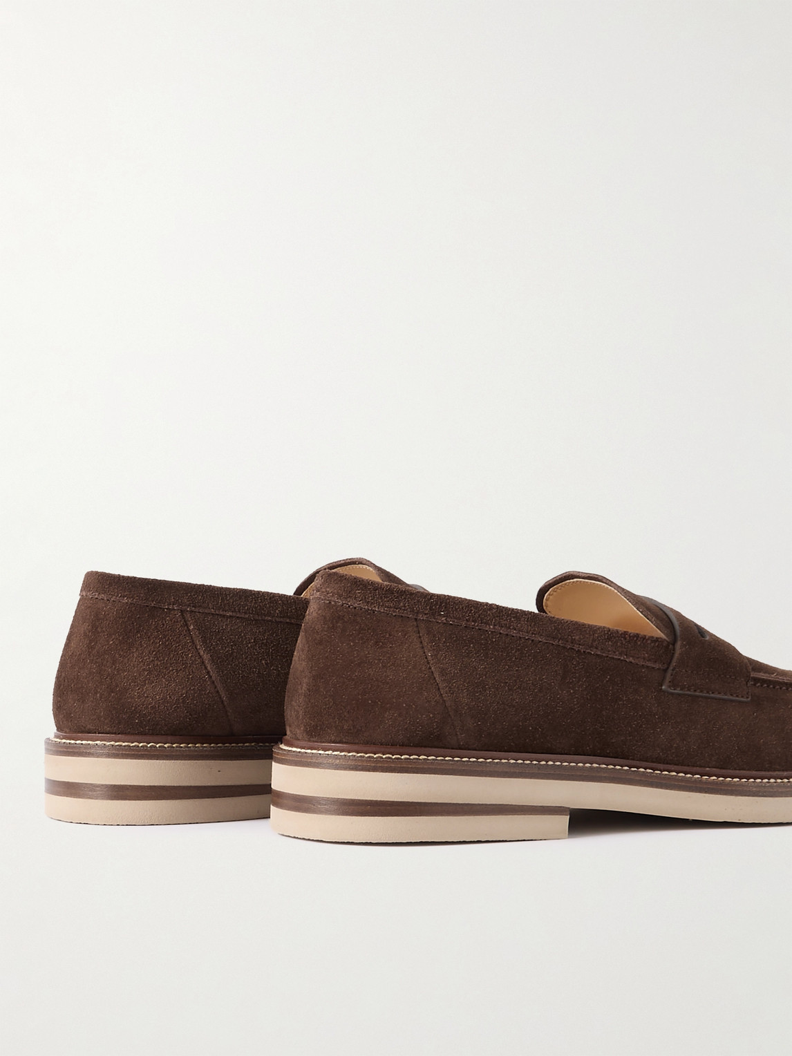 Brunello Cucinelli Elegant Suede Penny Loafers For Men In Brown