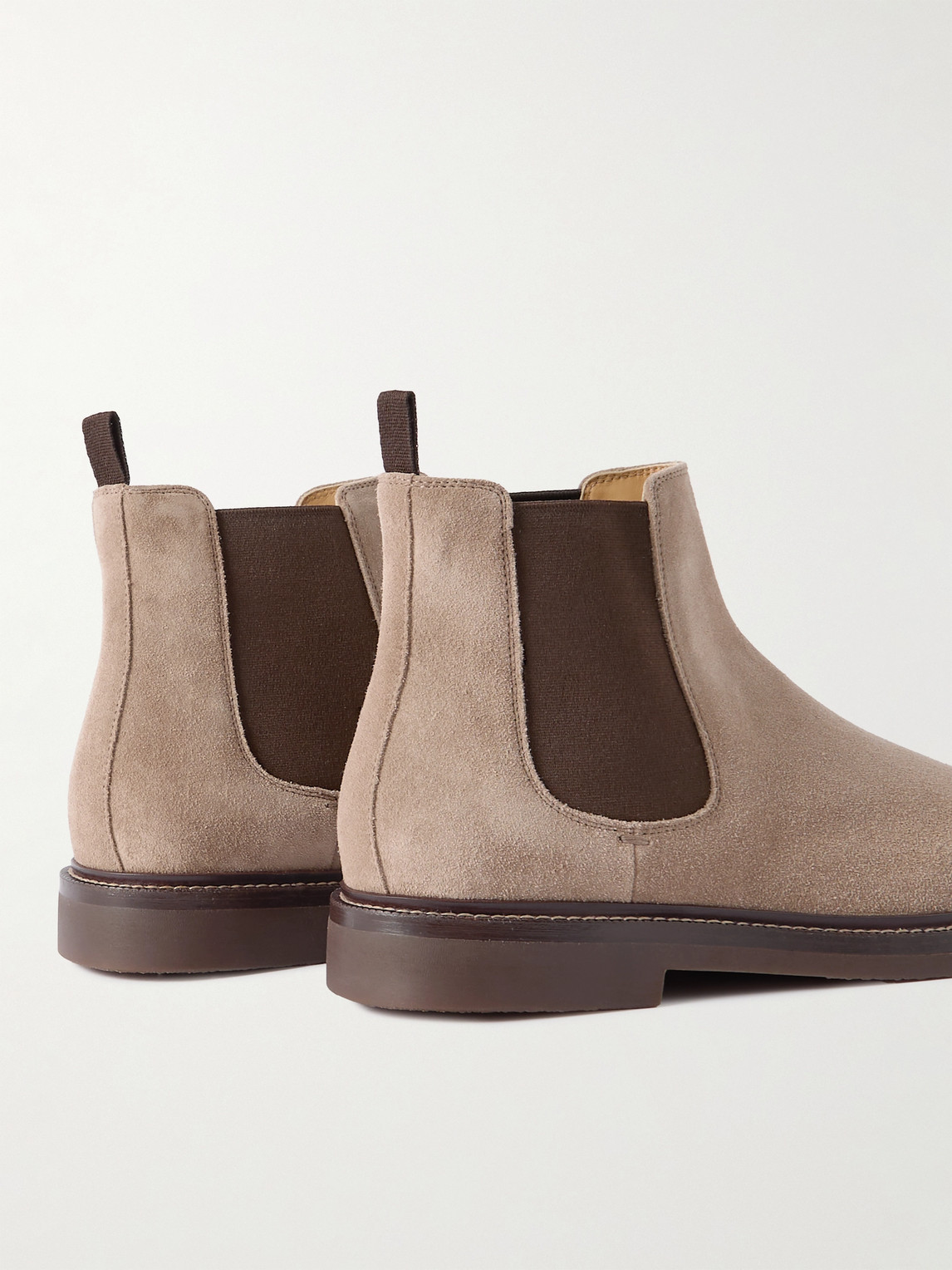 Shop Brunello Cucinelli Suede Chelsea Boots In Neutrals