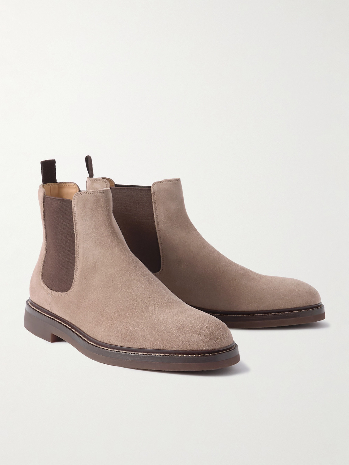 Shop Brunello Cucinelli Suede Chelsea Boots In Neutrals