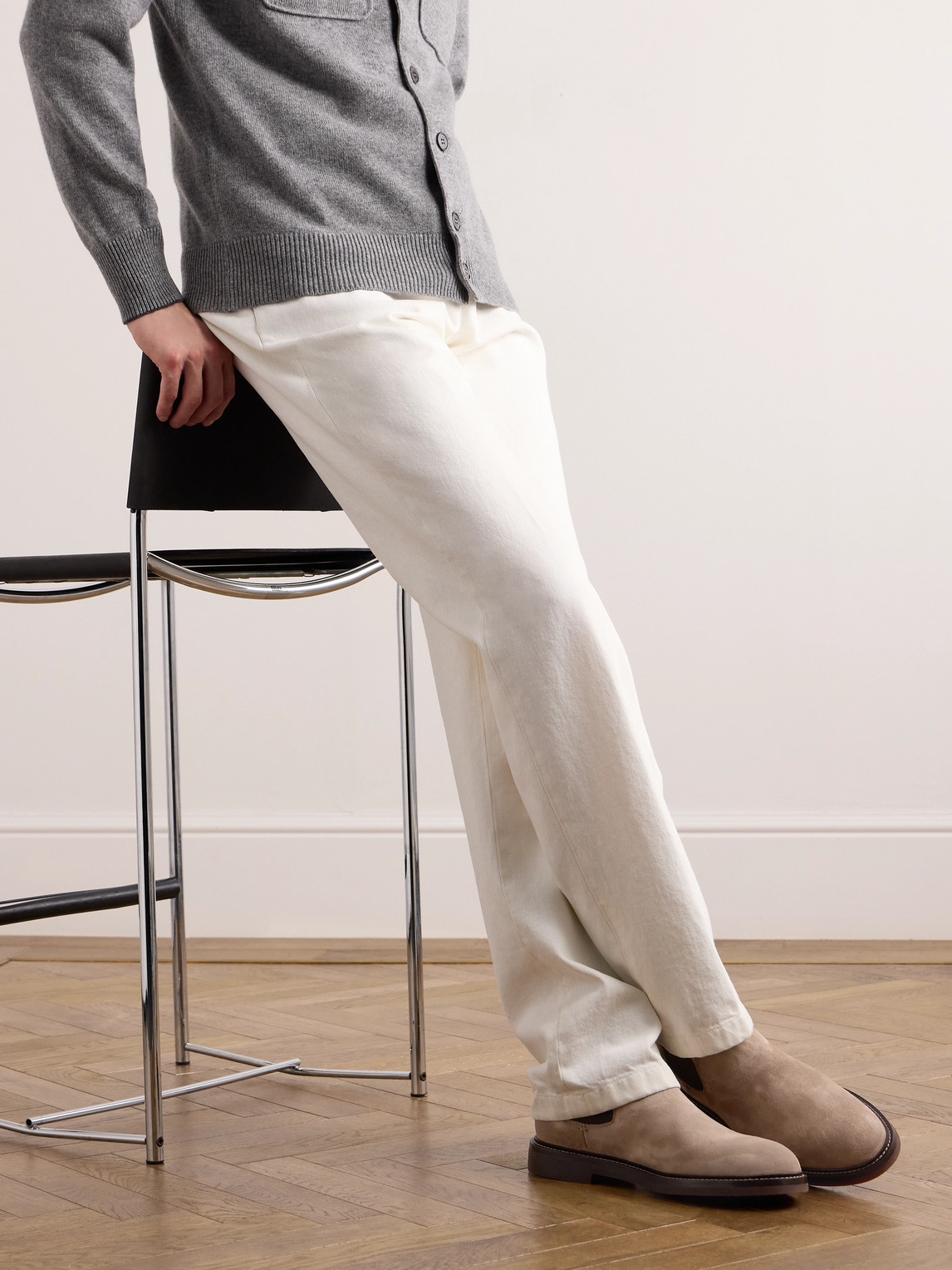Shop Brunello Cucinelli Suede Chelsea Boots In Neutrals