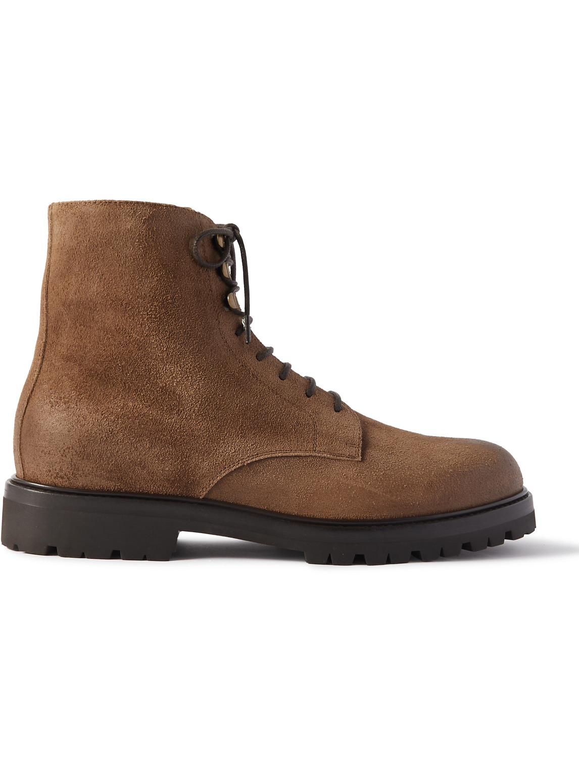 Brunello Cucinelli Suede Lace-up Ankle Boots In Brown