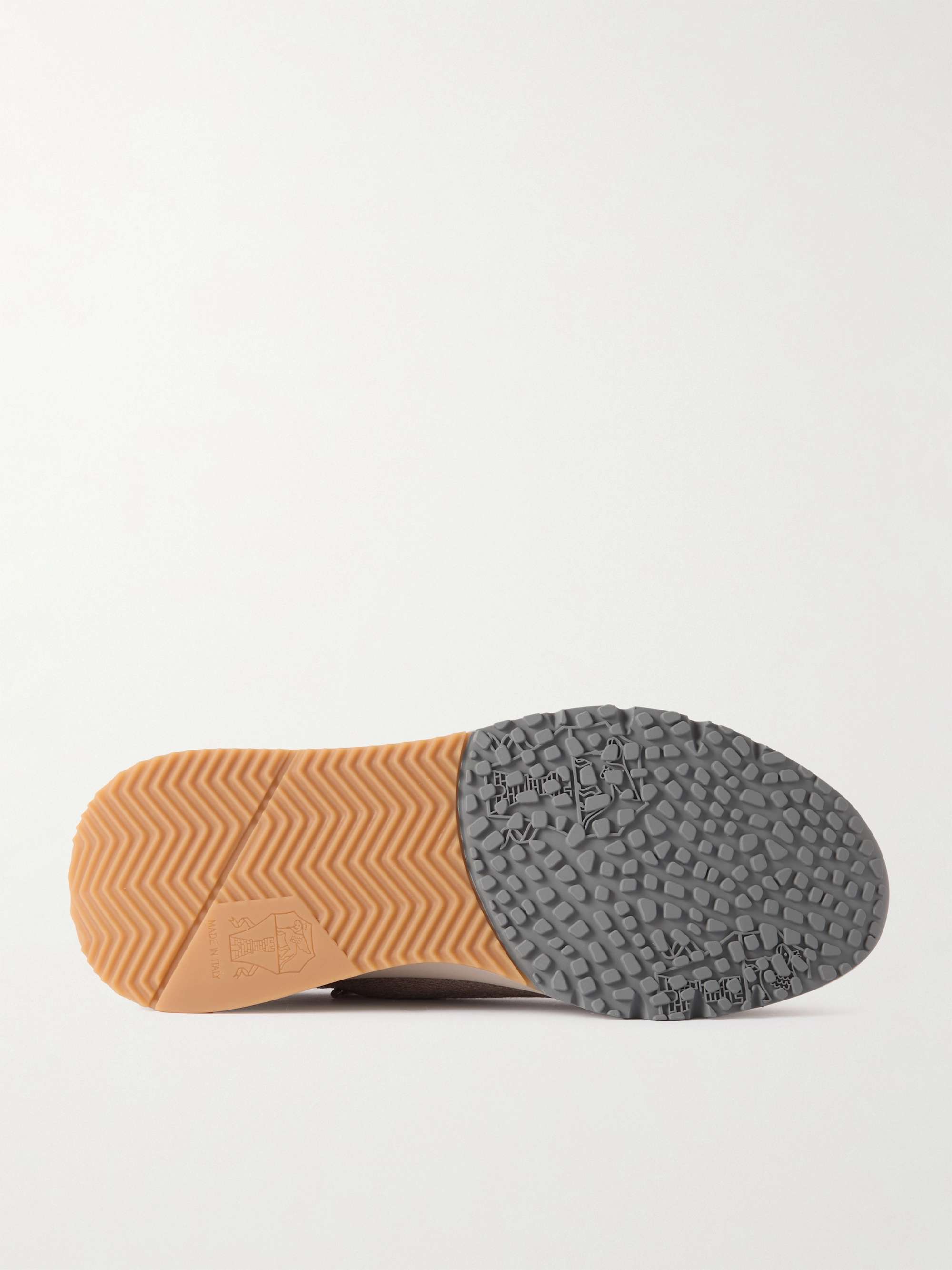 BRUNELLO CUCINELLI Leather-Trimmed Stretch-Knit Sneakers