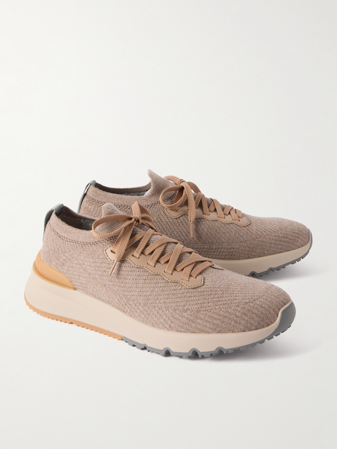 Brunello Cucinelli Knitted-upper Sneakers In Neutrals