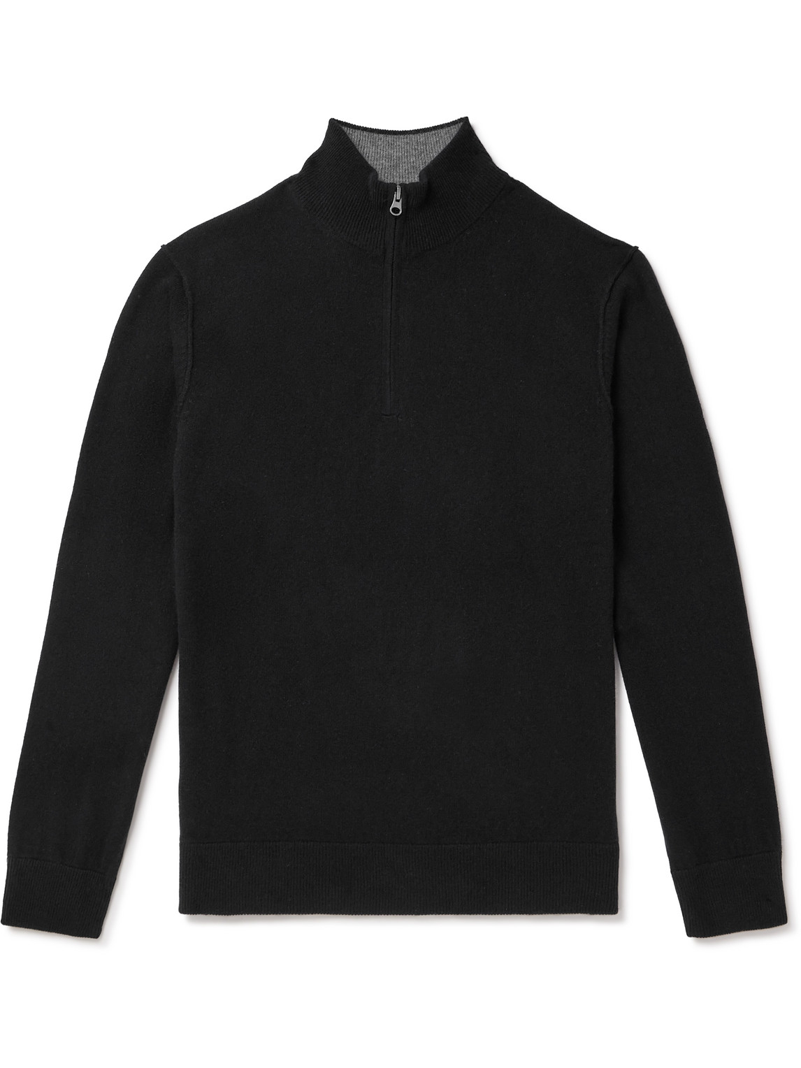 Hartford Wool And Cashmere-blend Half-zip Sweater In Black