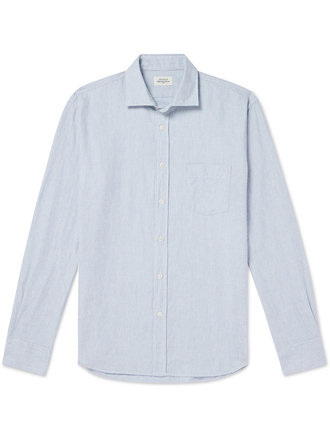 Hartford Sky Blue Striped Linen Paul Shirt
