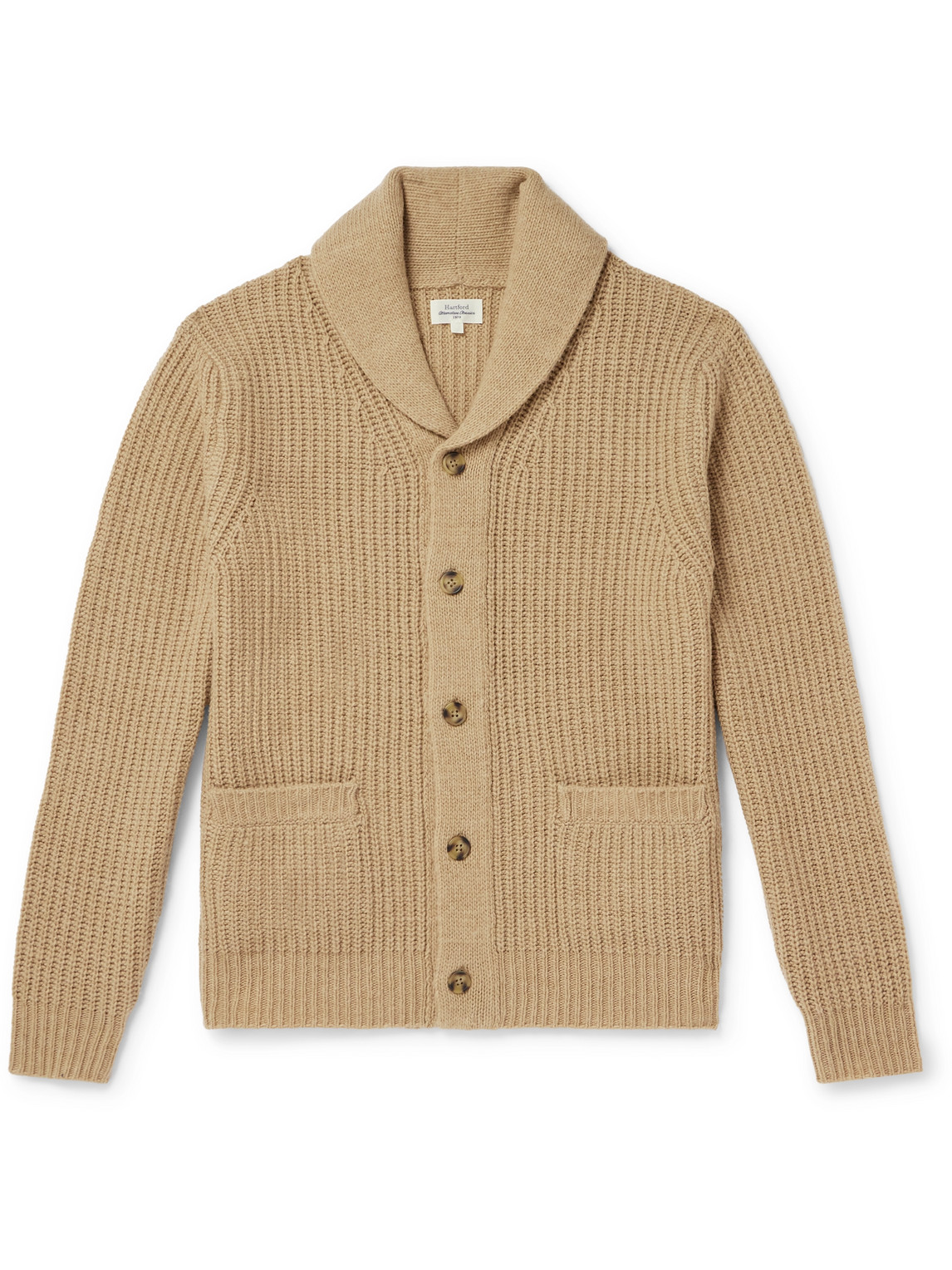 Shawl-Collar Ribbed Wool Cardigan