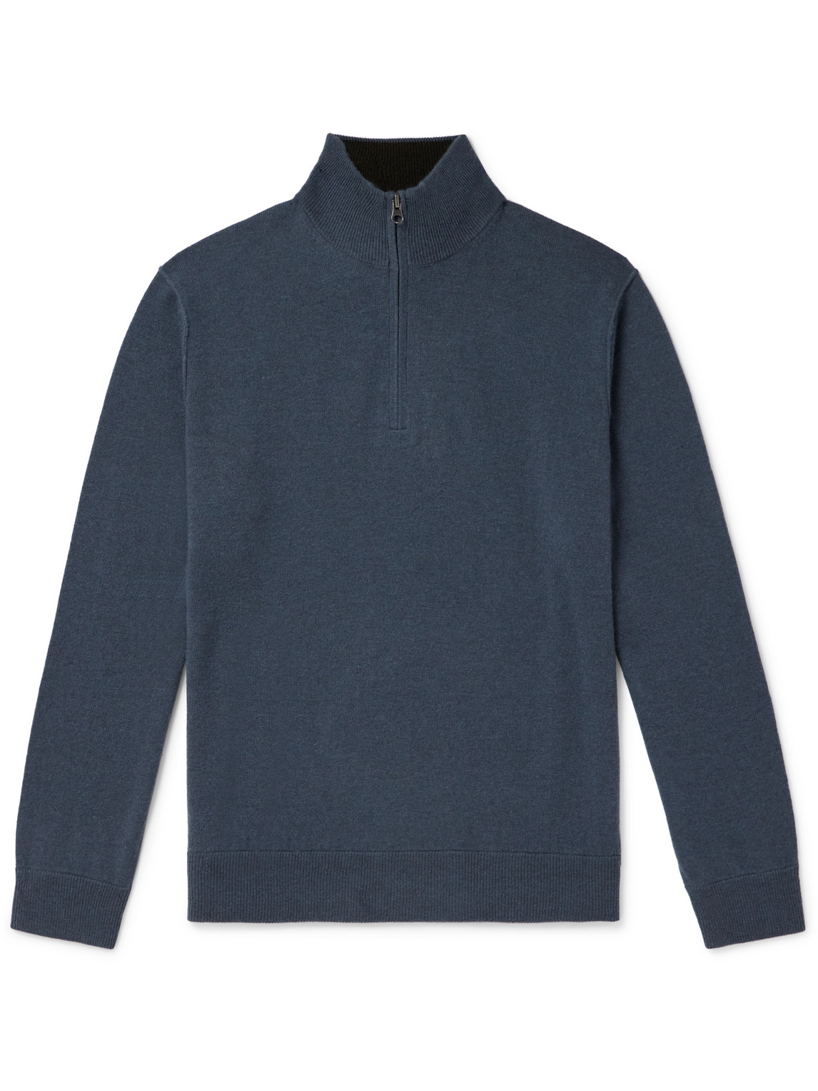 Hartford Wool And Cashmere-blend Half-zip Sweater In Blue