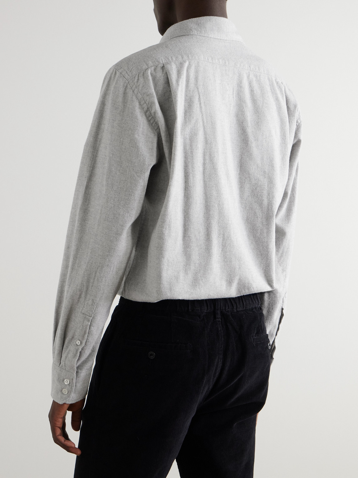 Hartford Paul Brushed Cotton-twill Shirt In Gray