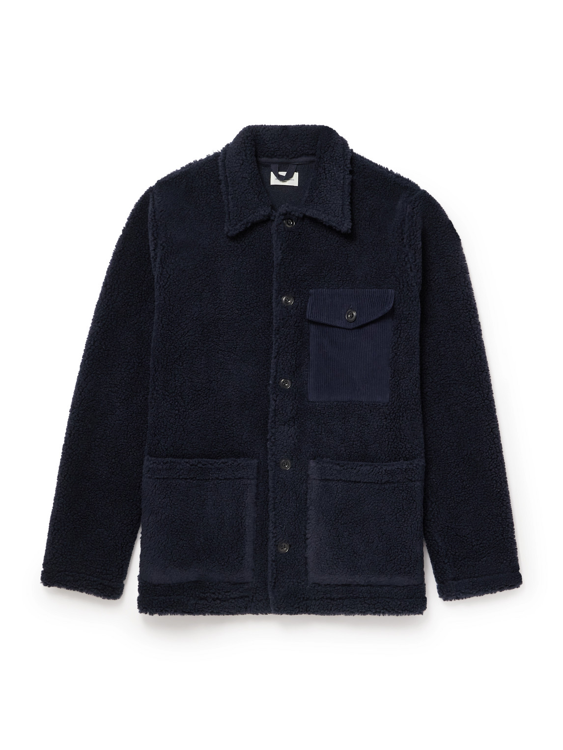 Hartford Cotton Corduroy-trimmed Fleece Jacket In Blue
