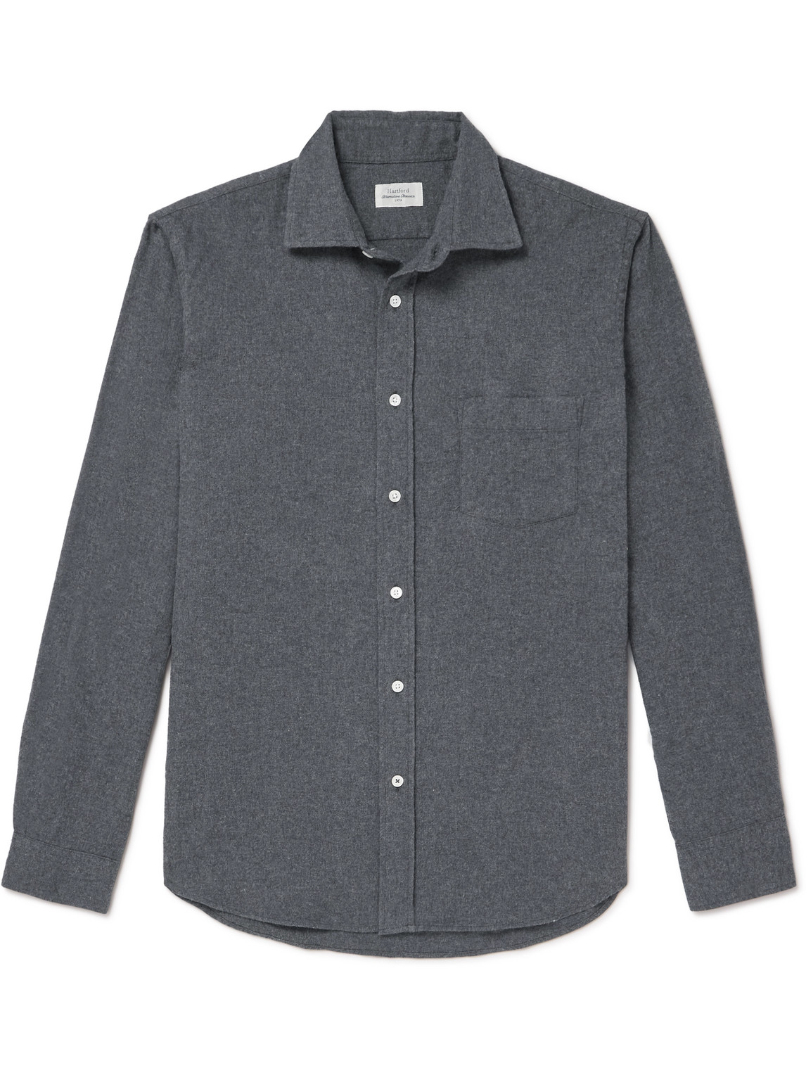 Hartford Paul Brushed Cotton-twill Shirt In Grey