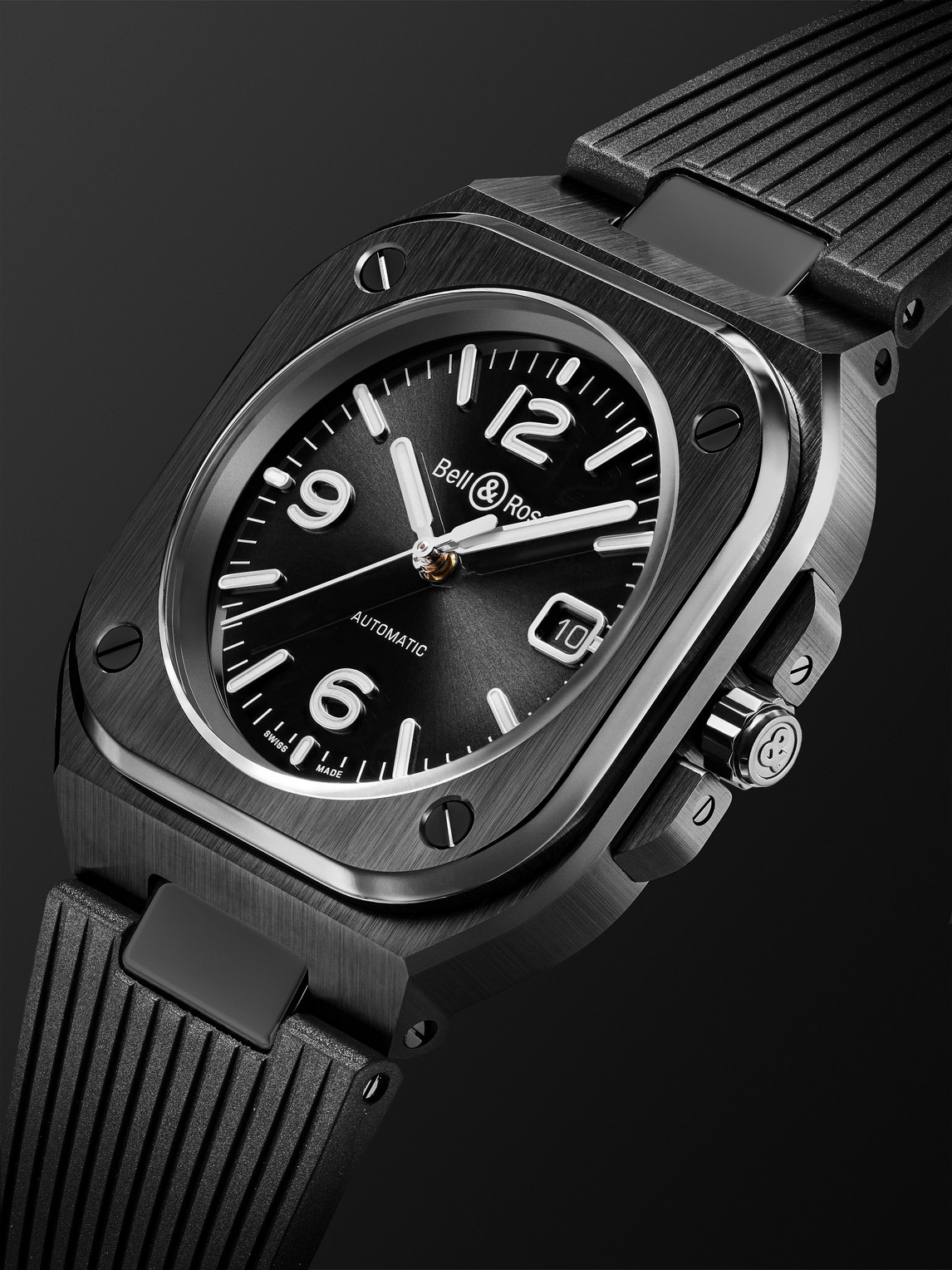  Bell & Ross - Br 05 Automatic 40mm Stainless Steel And Rubber Watch, Ref. No. Br05a-bl-ce/srb - Men - Black 