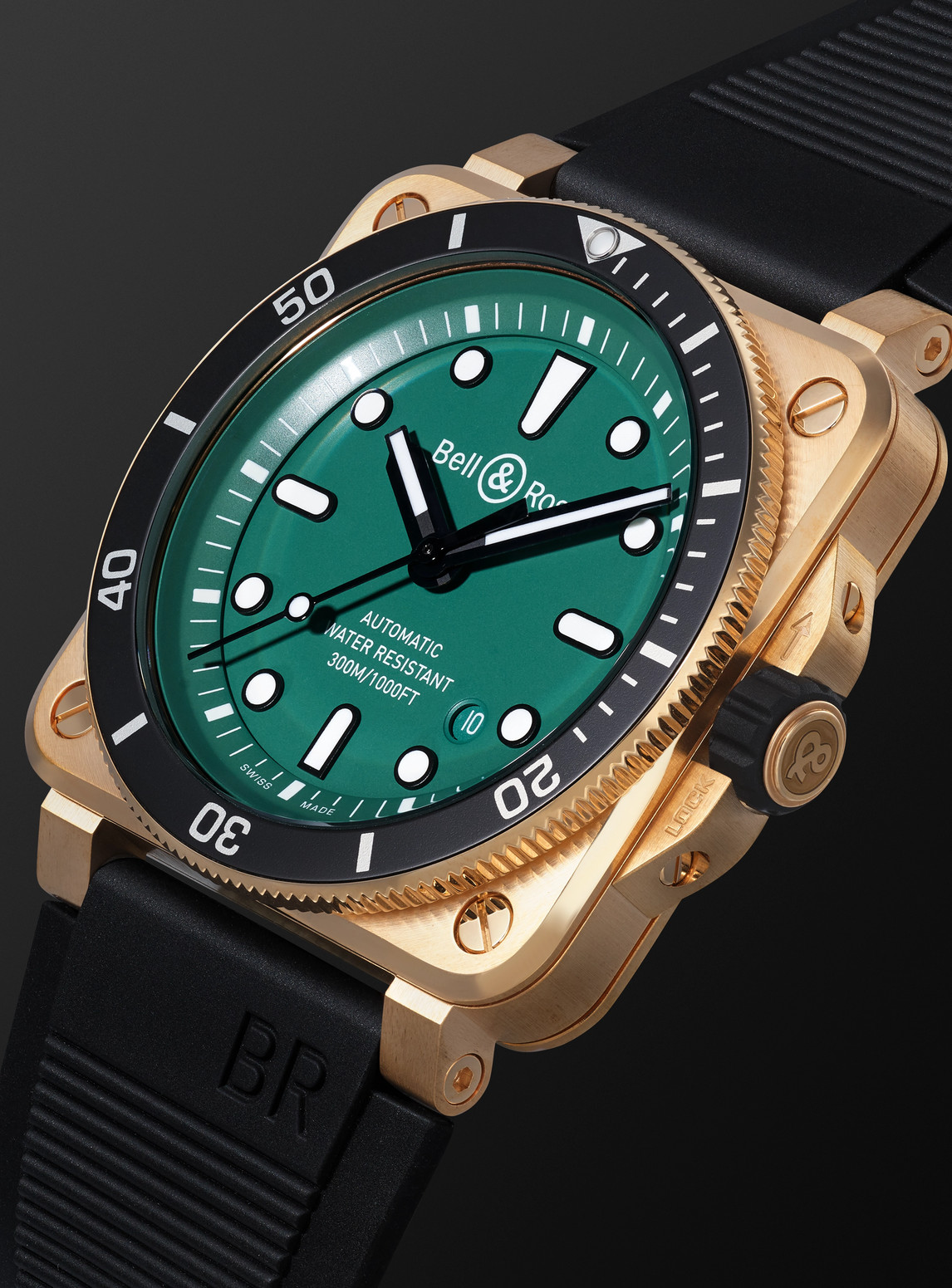  Bell & Ross - Br 03-92 Diver Limited Edition Automatic 42mm Bronze And Rubber Watch, Ref. No. Br0392-d-lt-br/srb - Men - Green 