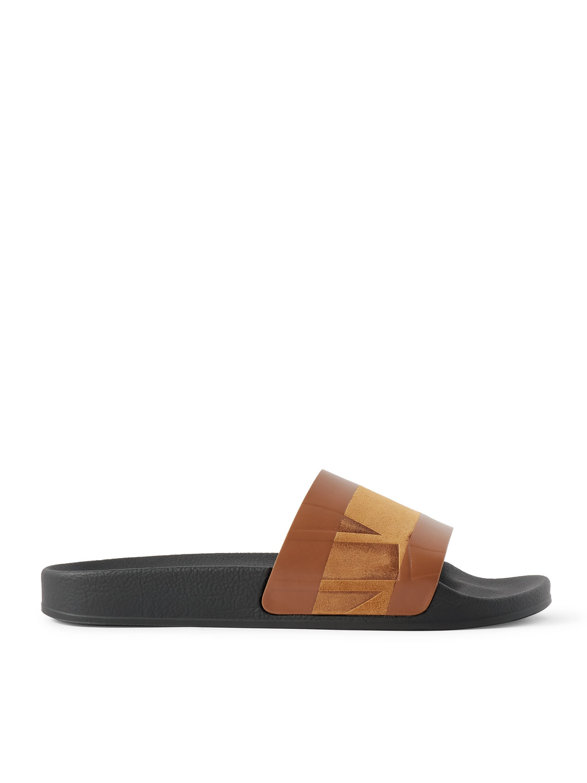 Humberto Debossed Leather and Suede Slides
