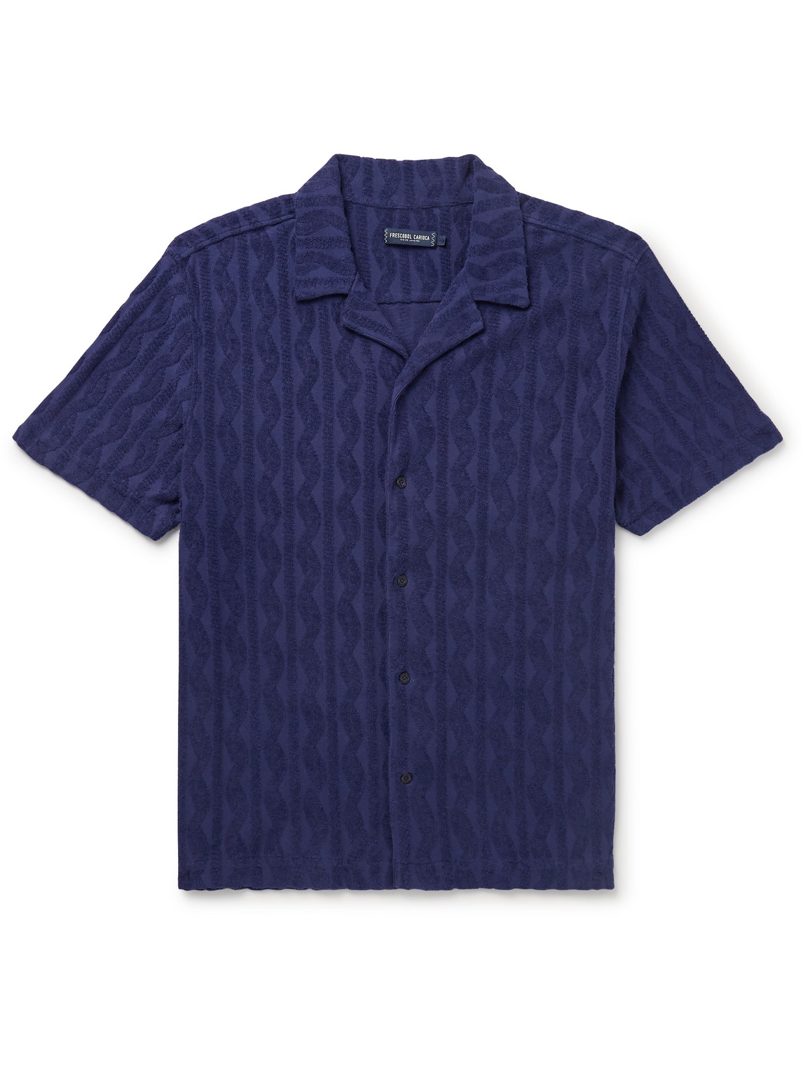 Roberto Camp-Collar Jacquard-Knit Organic Cotton-Terry Shirt
