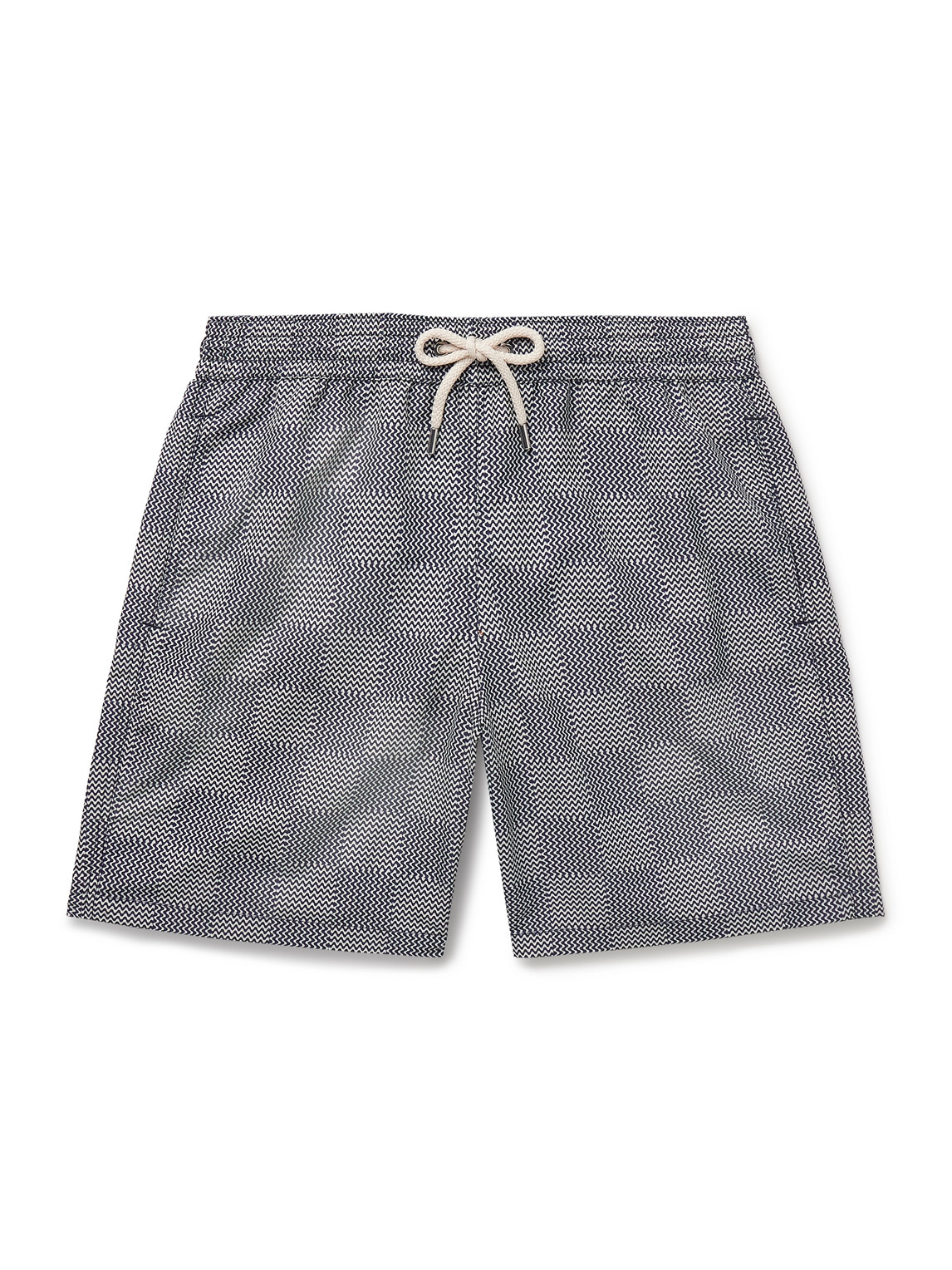Frescobol Carioca Copacabana Straight-leg Long-length Printed Recycled Swim Shorts In Blue