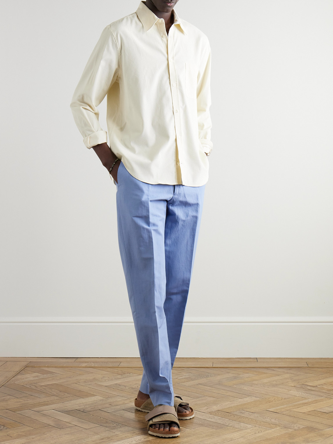 Frescobol Carioca Telles Cotton Flannel Relaxed Fit Shirt Ecru In Neutrals