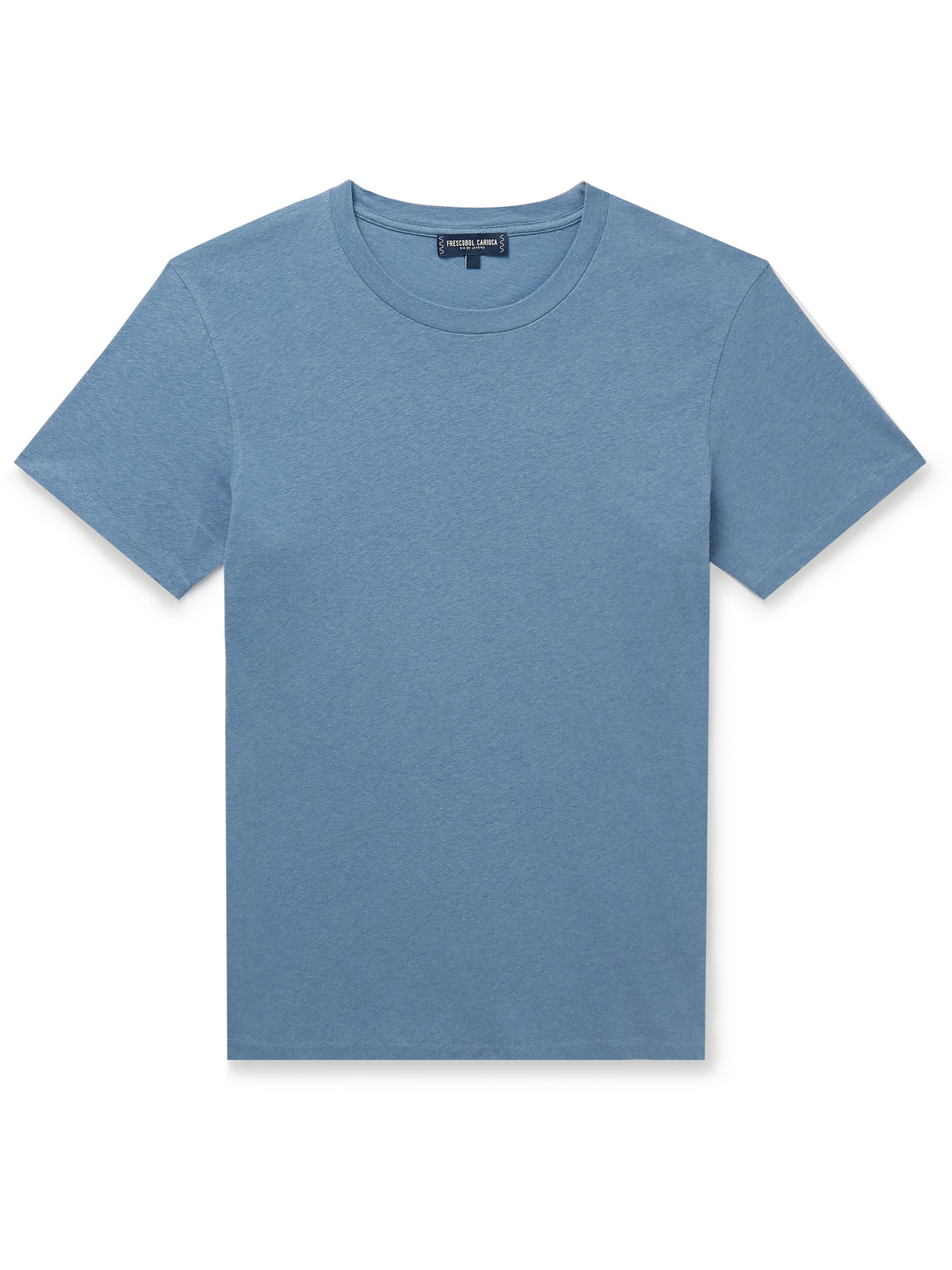 Frescobol Carioca Lucio Cotton And Linen-blend Jersey T-shirt In Blue