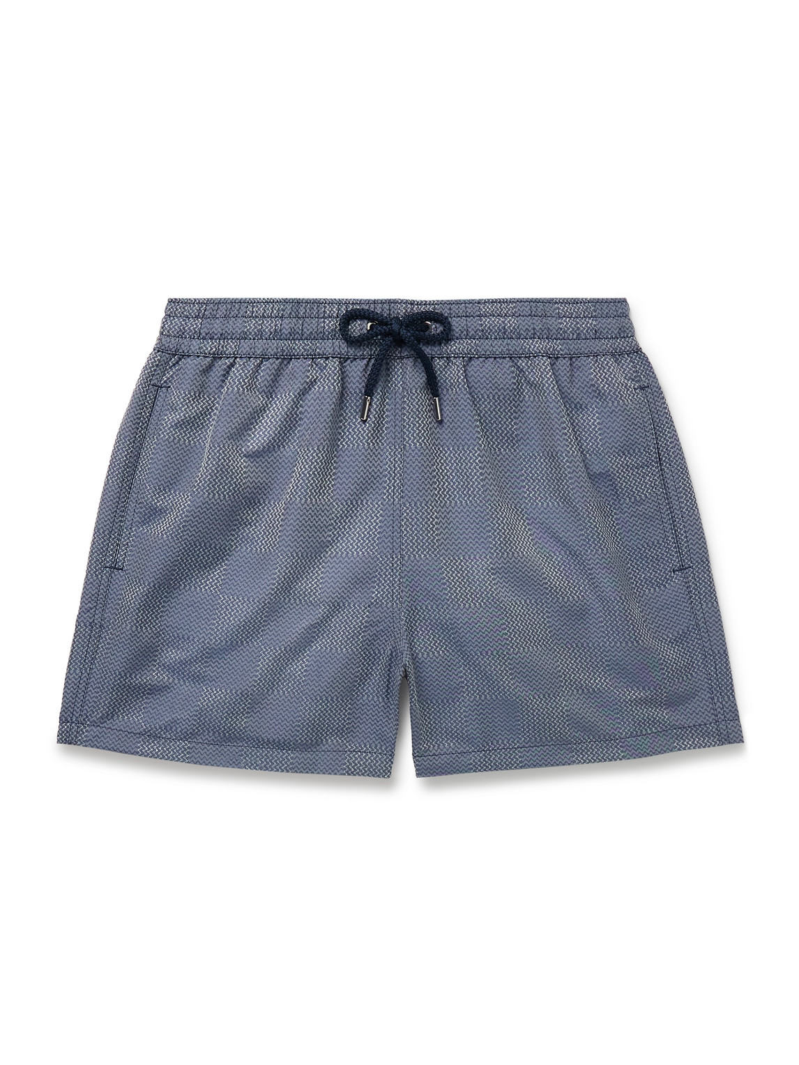 Frescobol Carioca Copacabana Sport Slim-fit Short-length Recycled-jacquard Swim Shorts In Blue