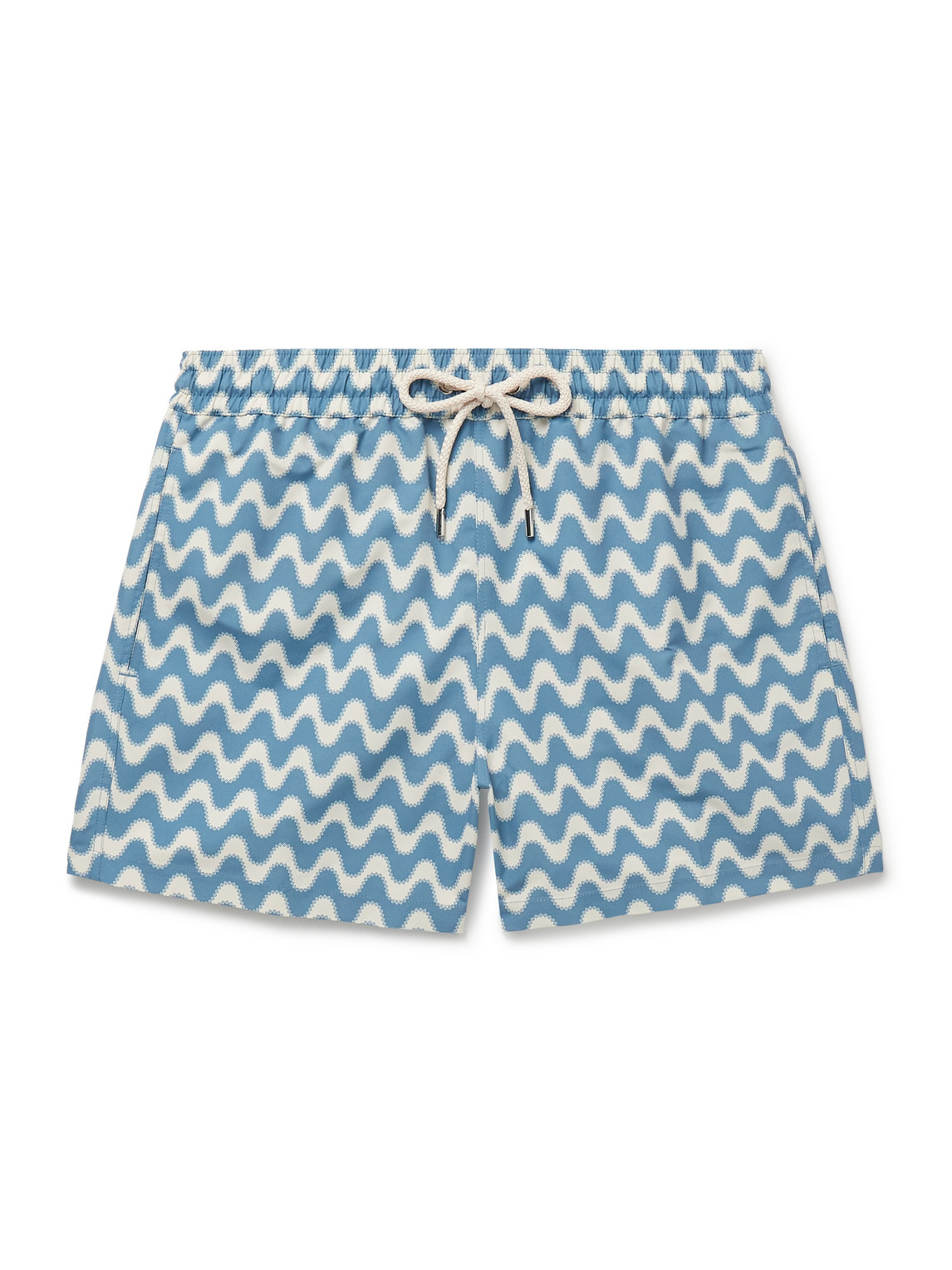 Frescobol Carioca Copacabana Straight-leg Mid-length Printed Recycled Swim Shorts In Blue