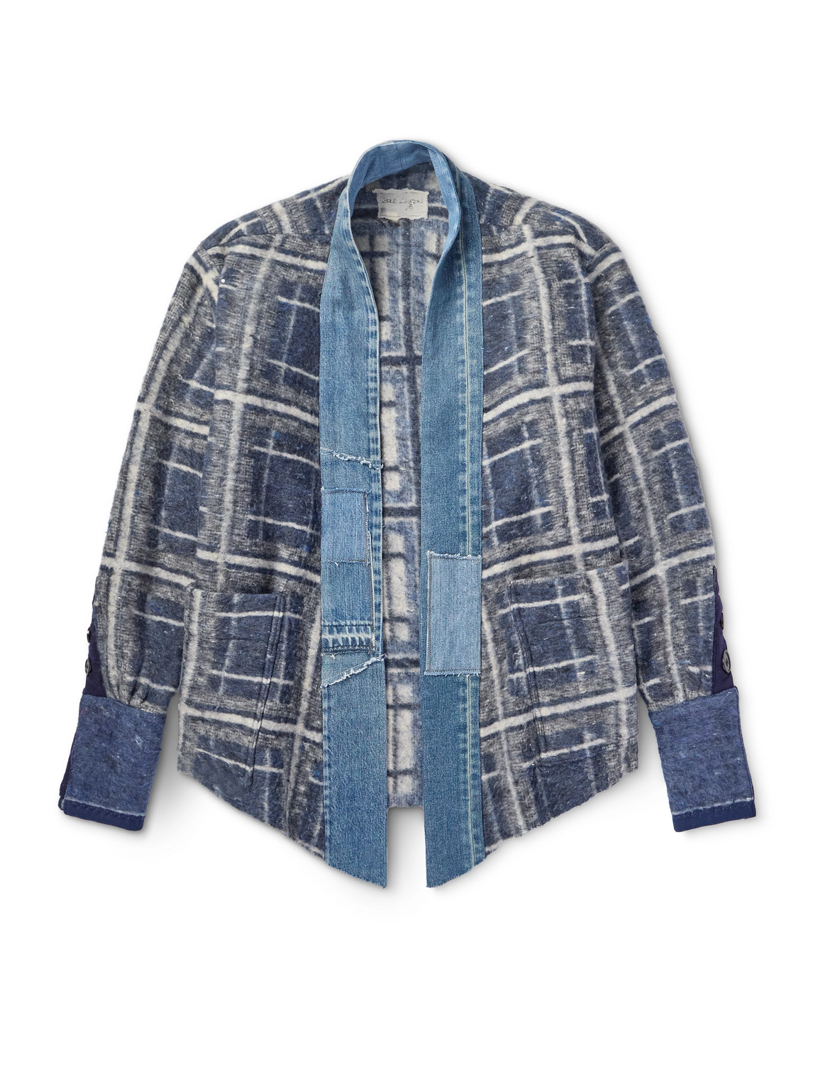 G1 Denim-Trimmed Checked Brushed Wool and Cotton-Blend Overshirt