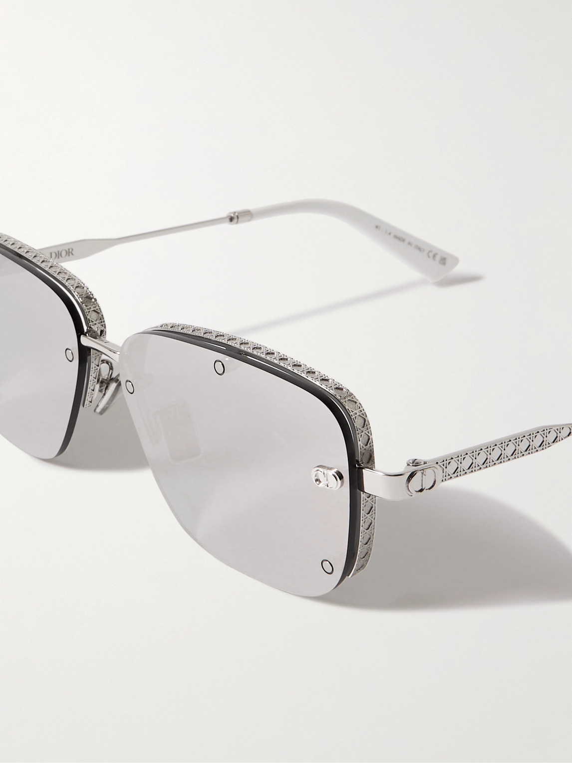 Dior Neo S4u Rectangle-frame Gunmetal-tone Sunglasses In Silver