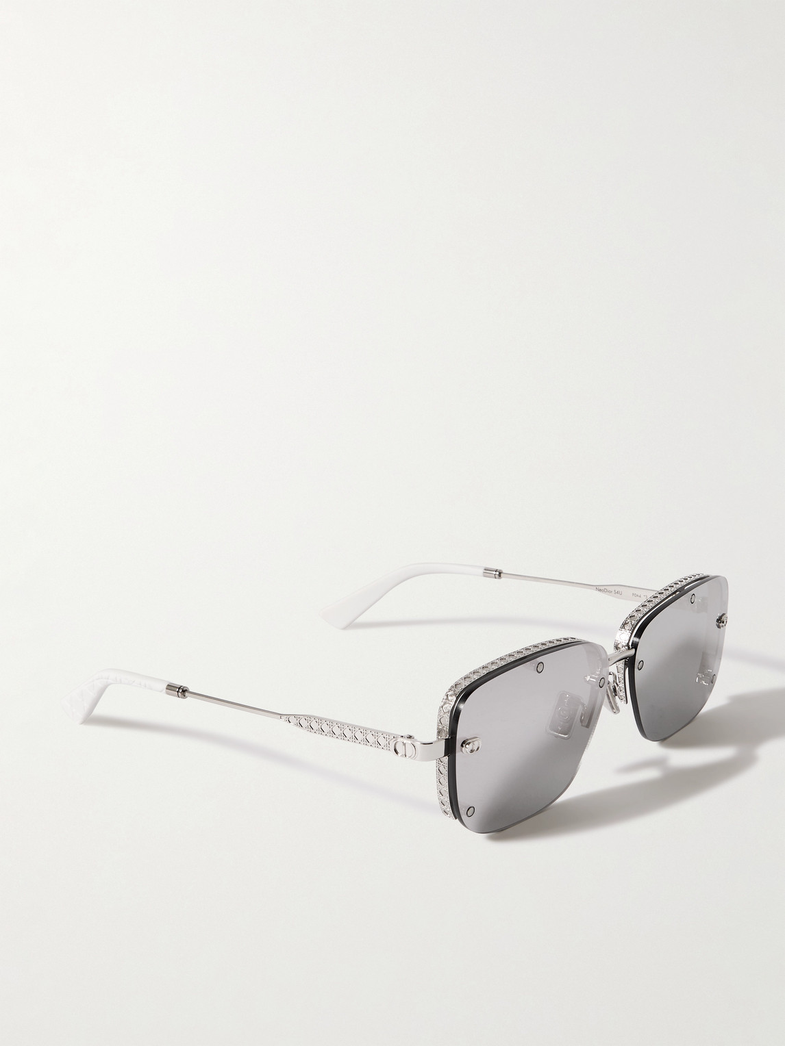 Dior Neo S4u Rectangle-frame Gunmetal-tone Sunglasses In Silver
