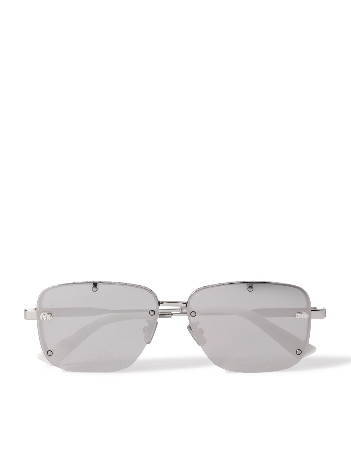 Dior Neo S4u Rectangle-frame Gunmetal-tone Sunglasses In Silver