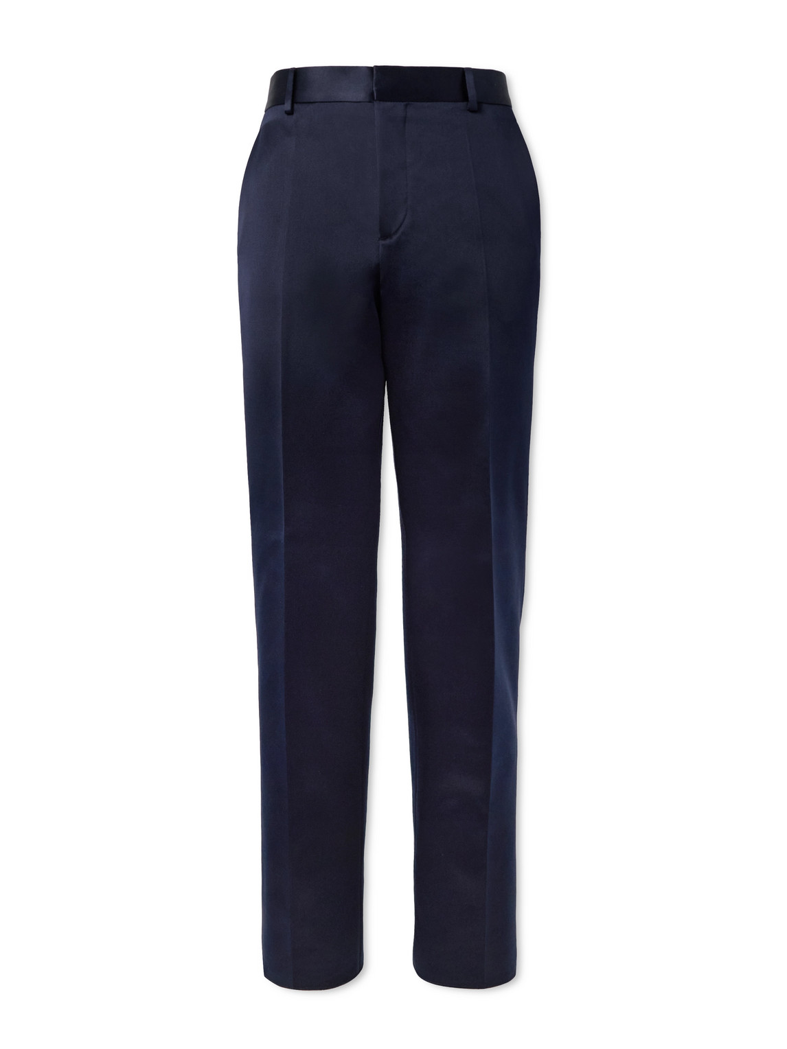 Valentino Tapered Silk-satin Trousers In Blue