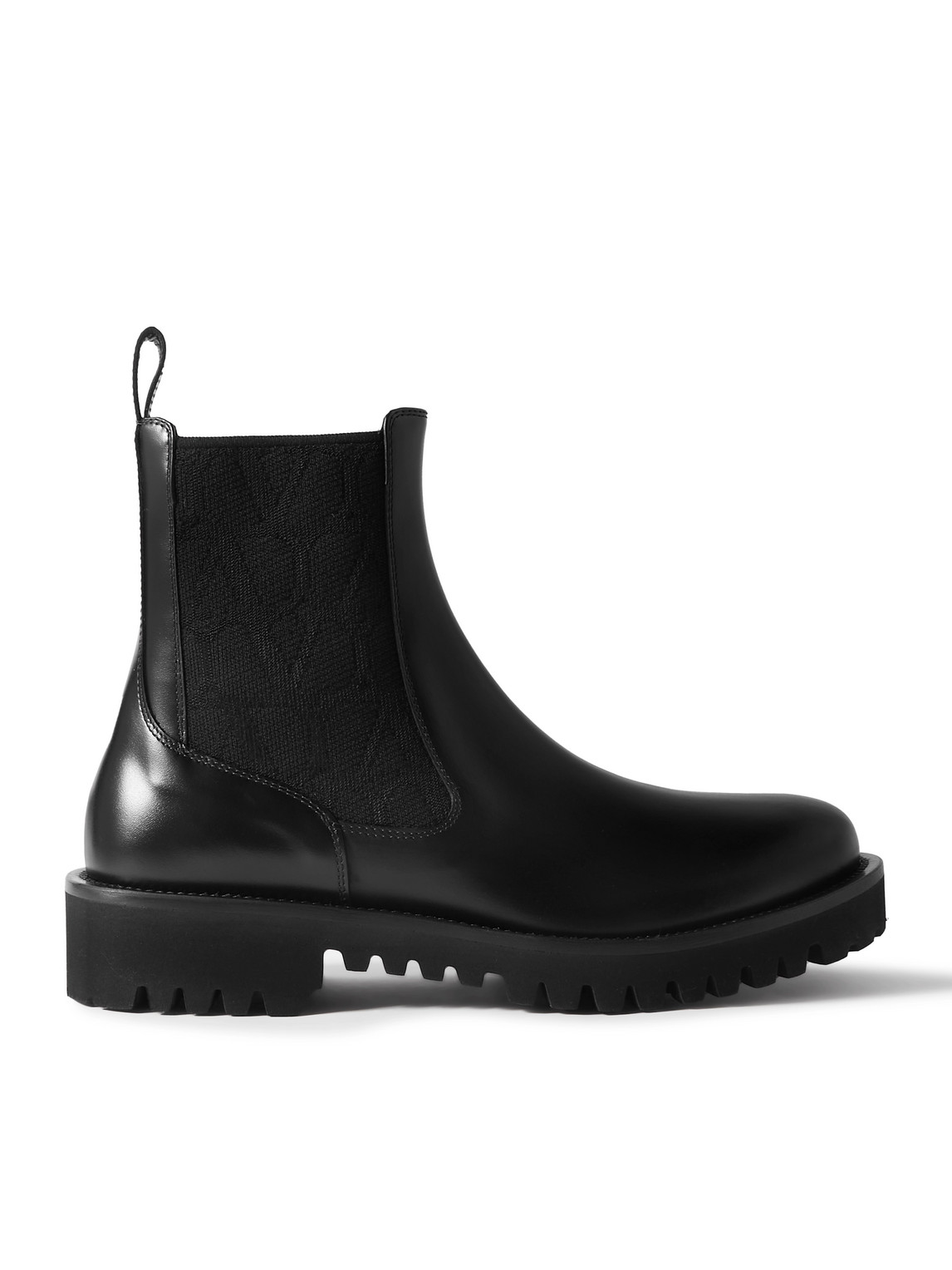 Valentino Garavani - Toile Iconographe Glossed-Leather Chelsea Boots - Men - Black - EU 46