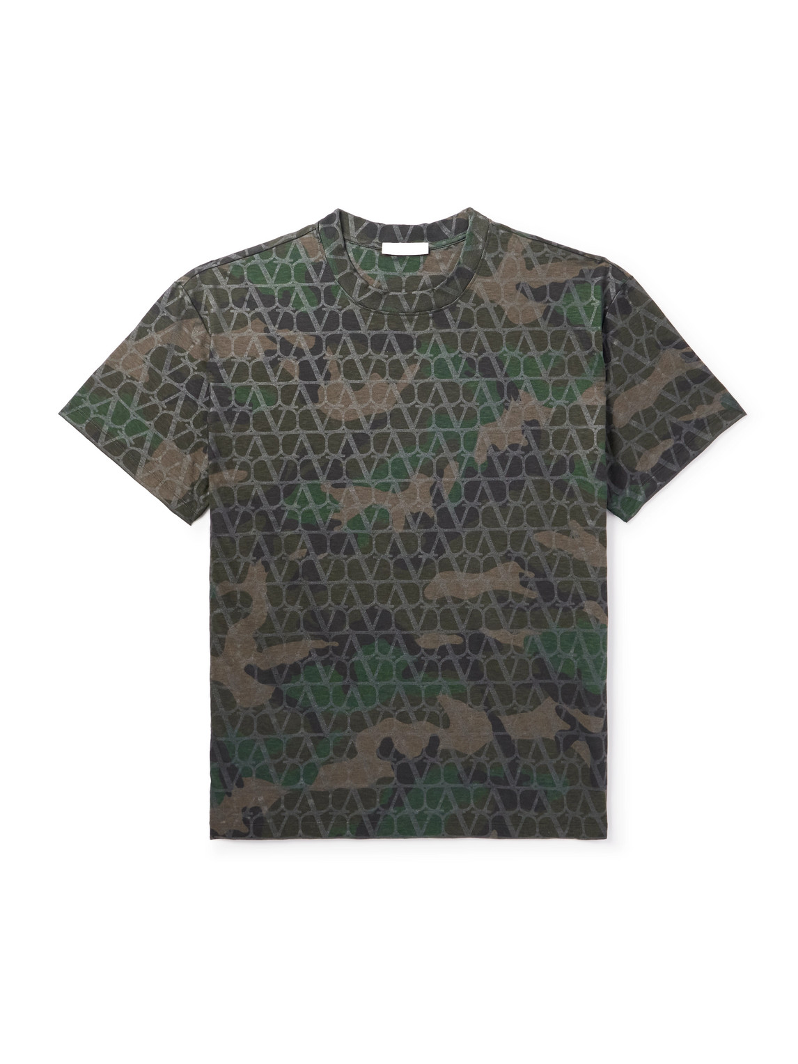 Valentino Toile Iconographe Camouflage-print T-shirt In Green