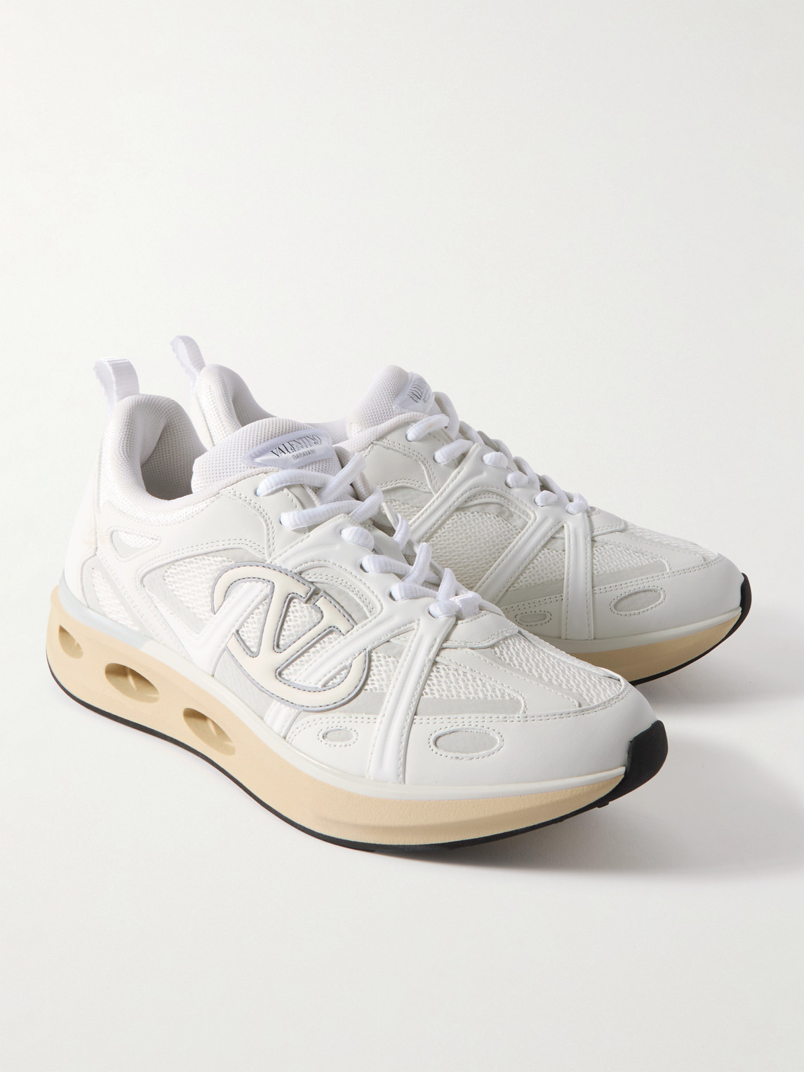 Valentino Garavani - VLOGO Easyjog Leather-Trimmed Mesh